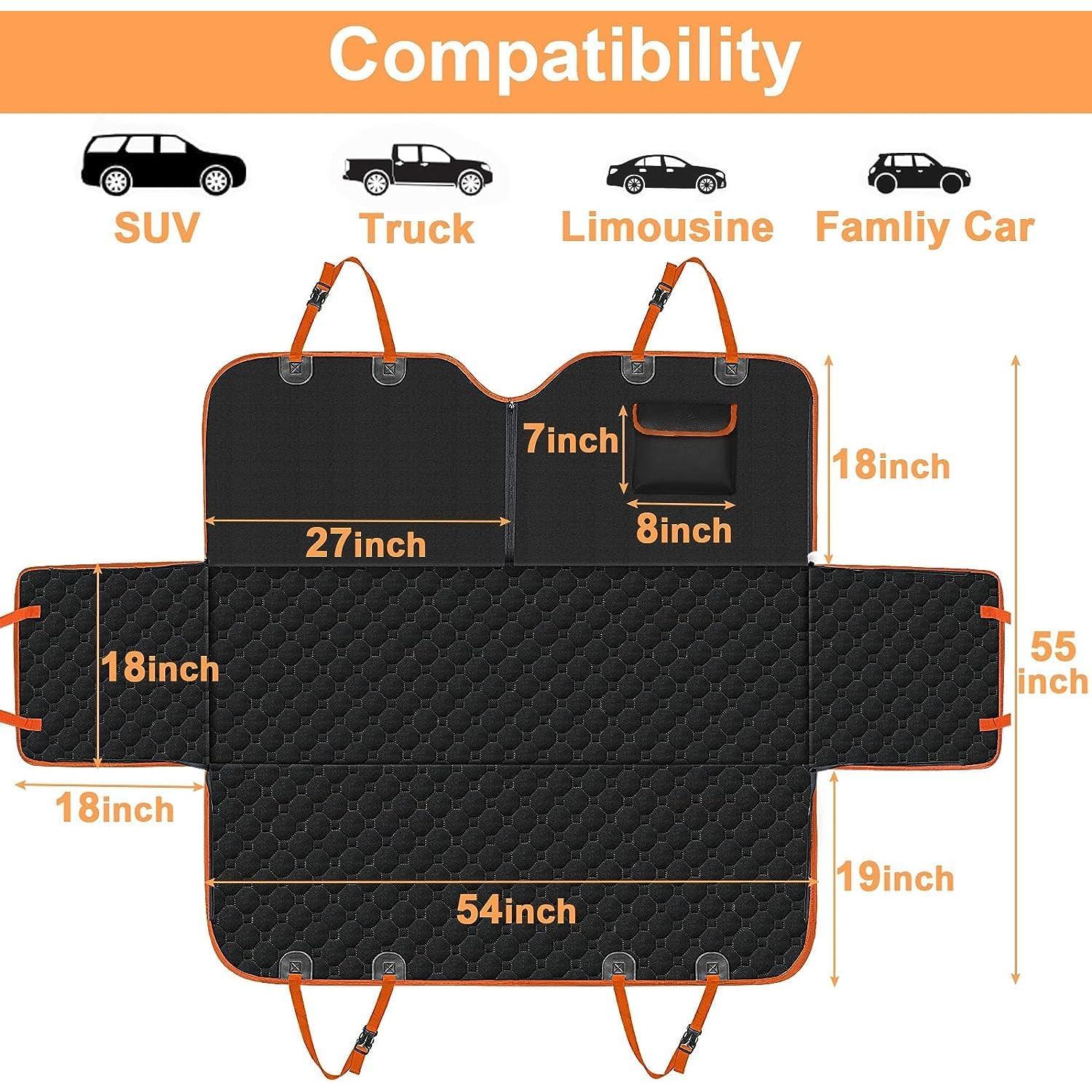Funda de Asiento para Perros Mancro Naranja 600D Resistente al Agua