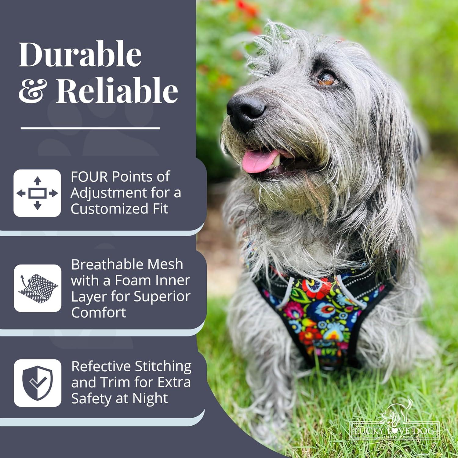 Arnés para Perros Lucky Love Ajustable No Pull Mediano Blackbird