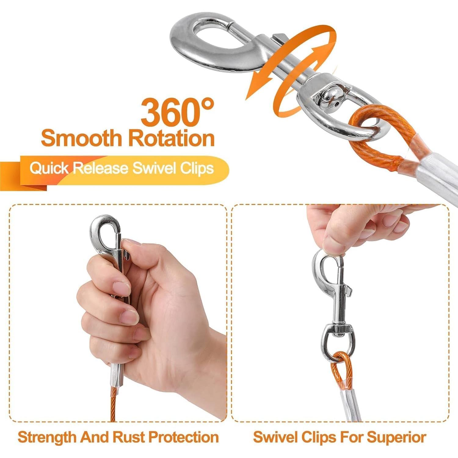 Cable de Amarre para Perros Mi Metty 3m Alta Resistencia Naranja