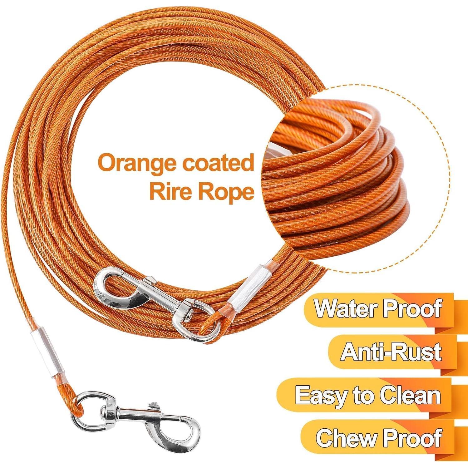 Cable de Amarre para Perros Mi Metty 3m Alta Resistencia Naranja