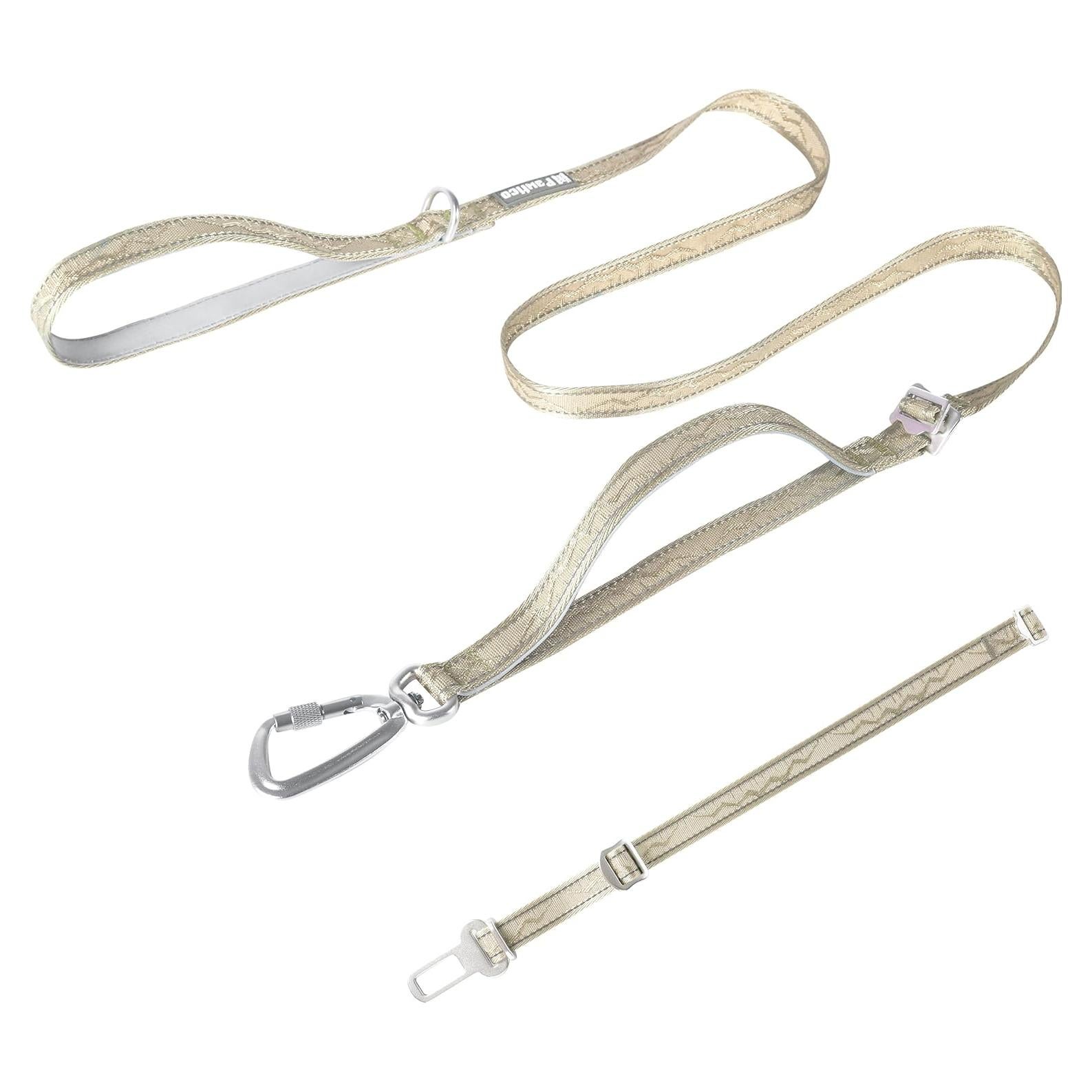 Correa de Perro 3-en-1 Pawtico Oro Champán 1.52m Acolchada