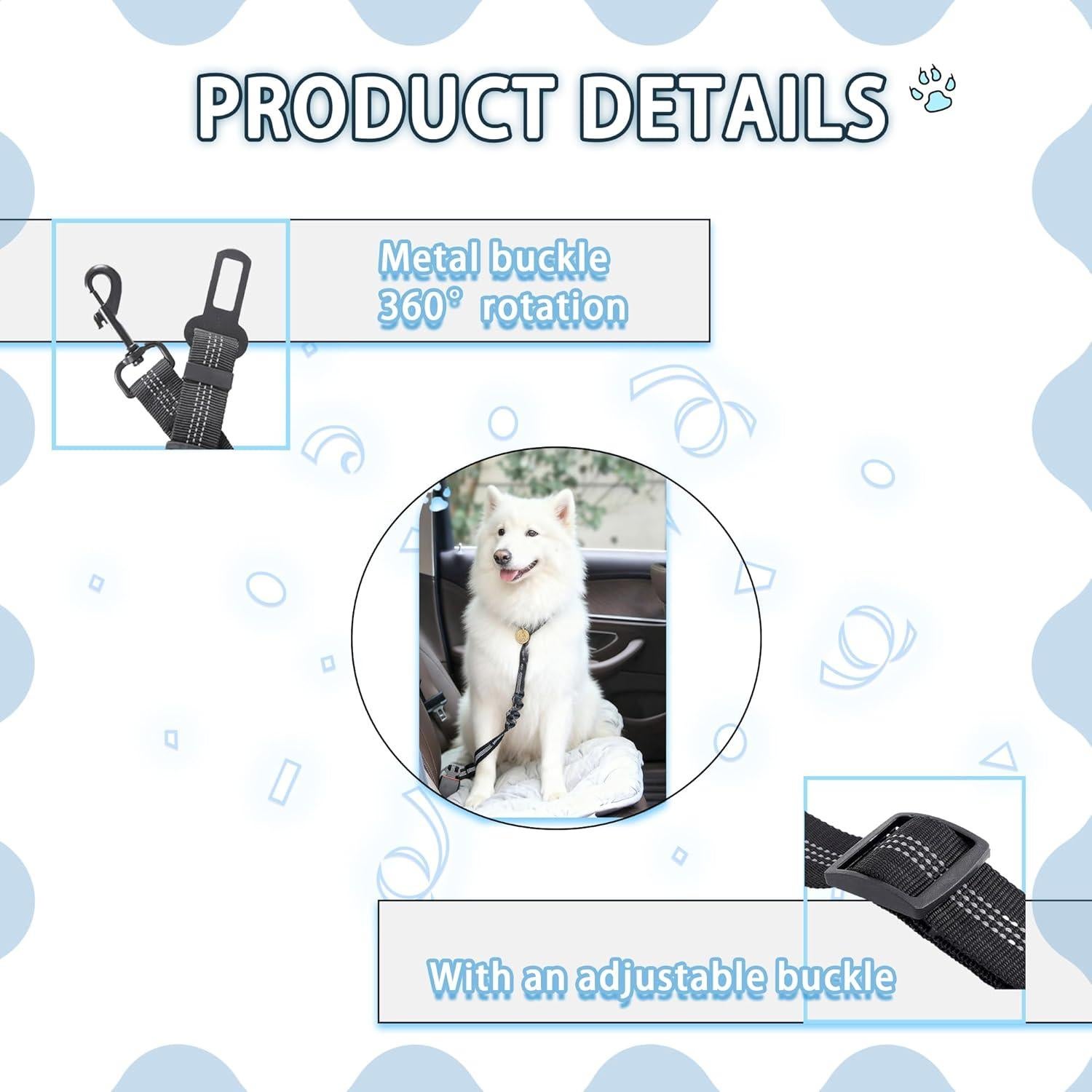 Cinturón de Seguridad para Perros Gobelieve 2-Pack Ajustable