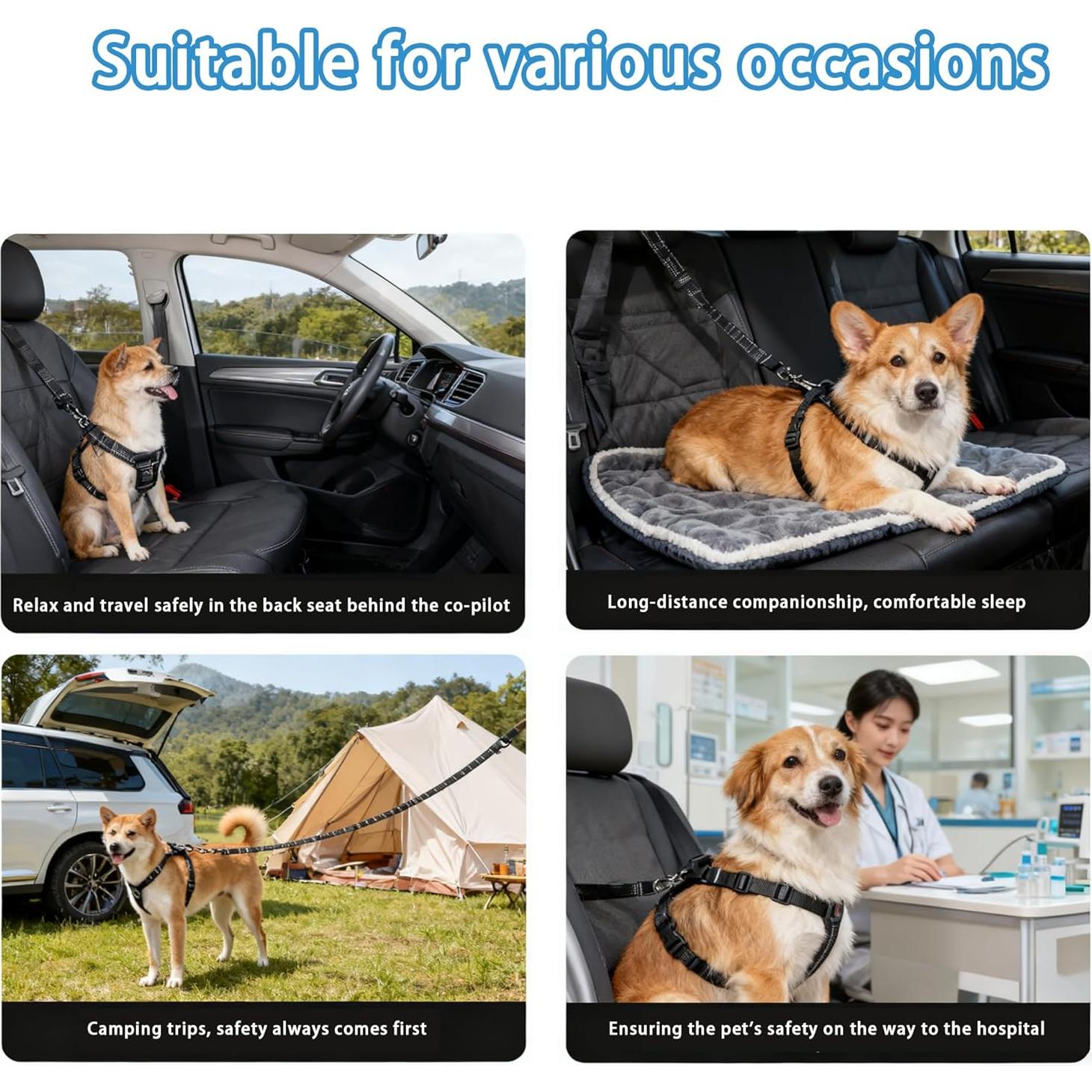 Cinturón de Seguridad para Perros Gobelieve 2-Pack Ajustable