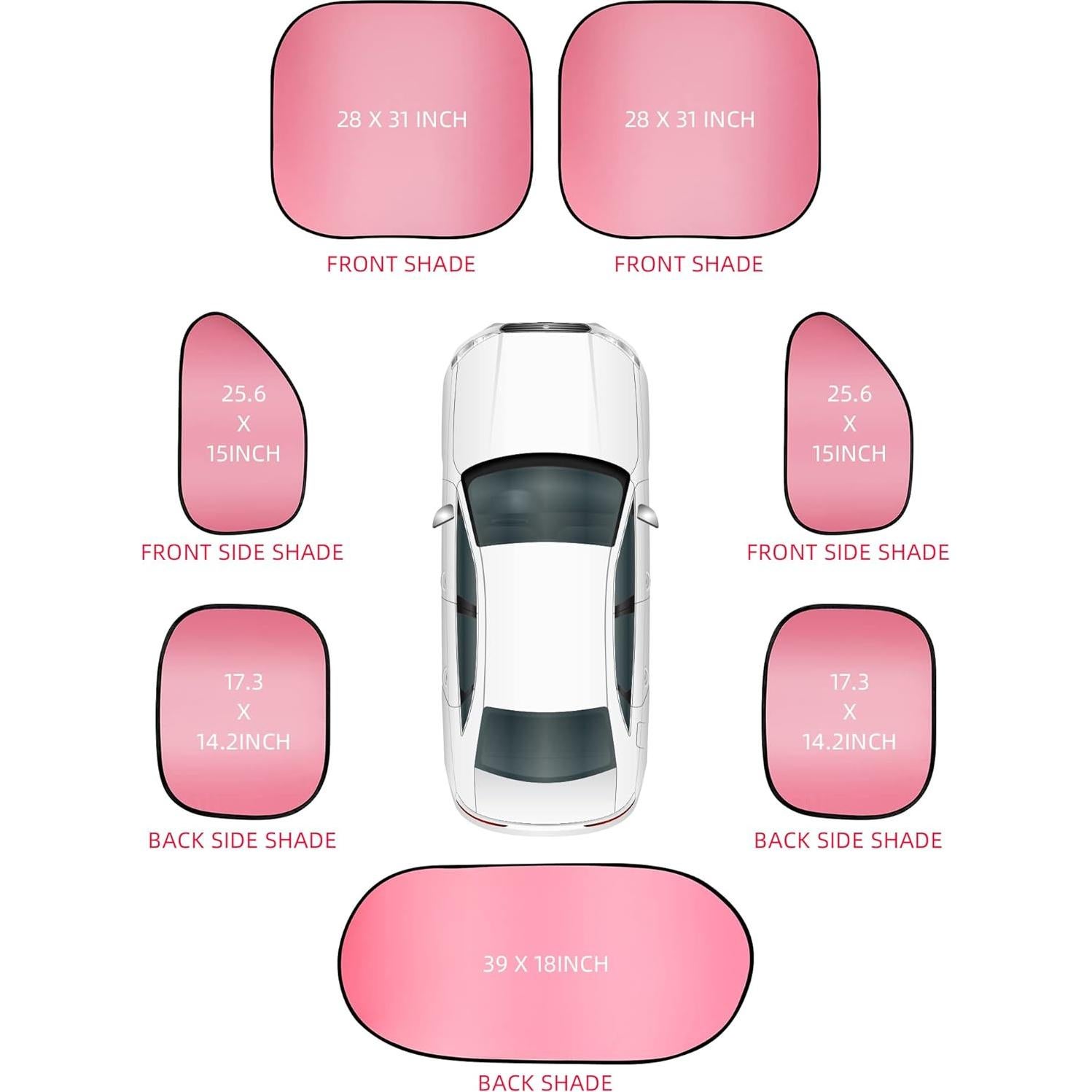 Juego de Sombrillas para Ventanas de Auto Hanaive Rosa 7 Piezas