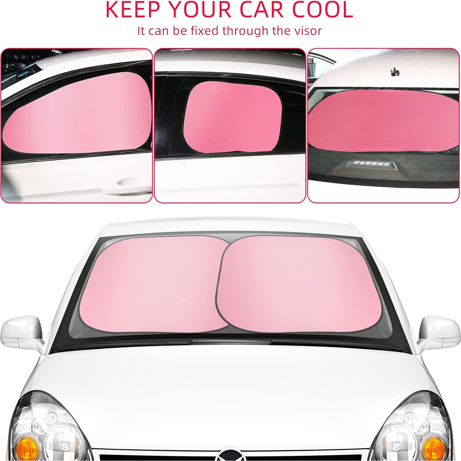 Juego de Sombrillas para Ventanas de Auto Hanaive Rosa 7 Piezas