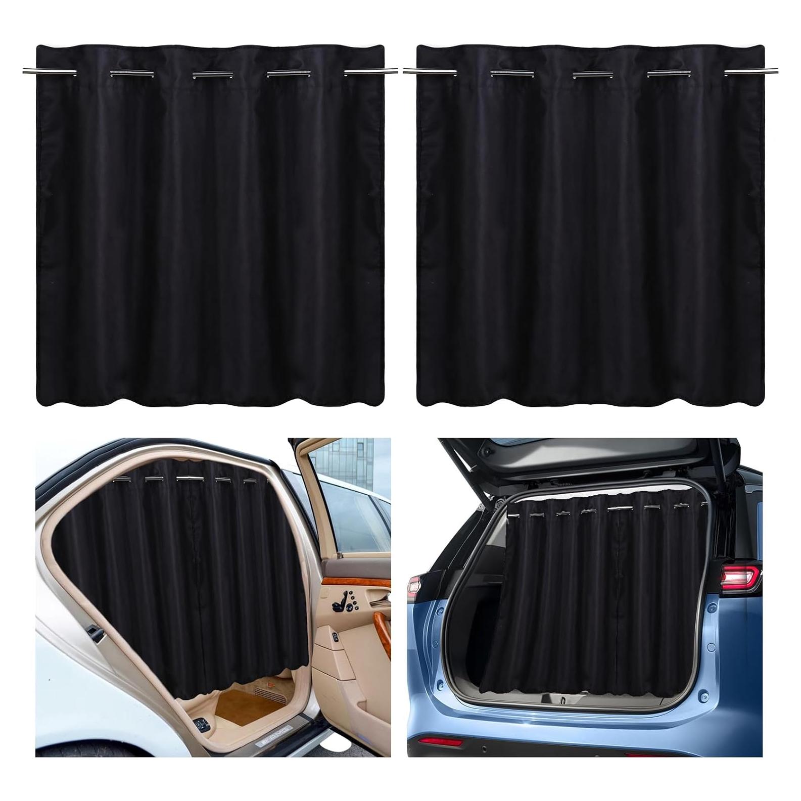 Cortinas para Ventanas de Auto XCBYT - 2 Pcs, 99% Bloqueo Luz