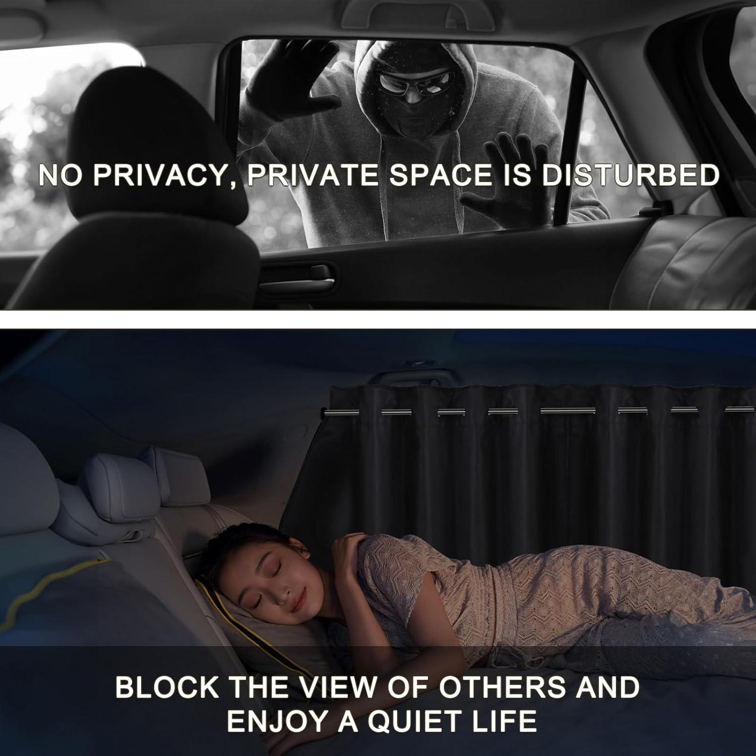 Cortinas para Ventanas de Auto XCBYT - 2 Pcs, 99% Bloqueo Luz