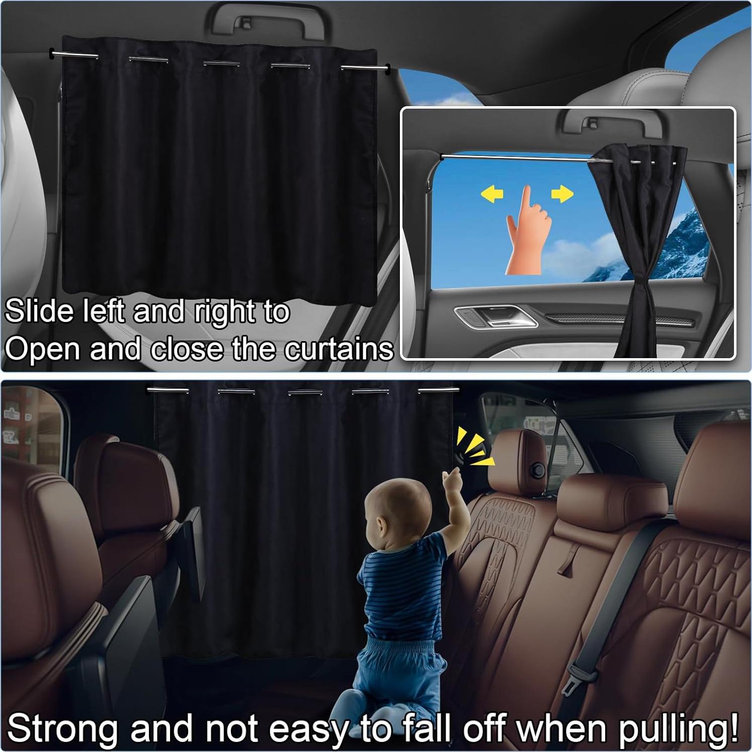 Cortinas para Ventanas de Auto XCBYT - 2 Pcs, 99% Bloqueo Luz