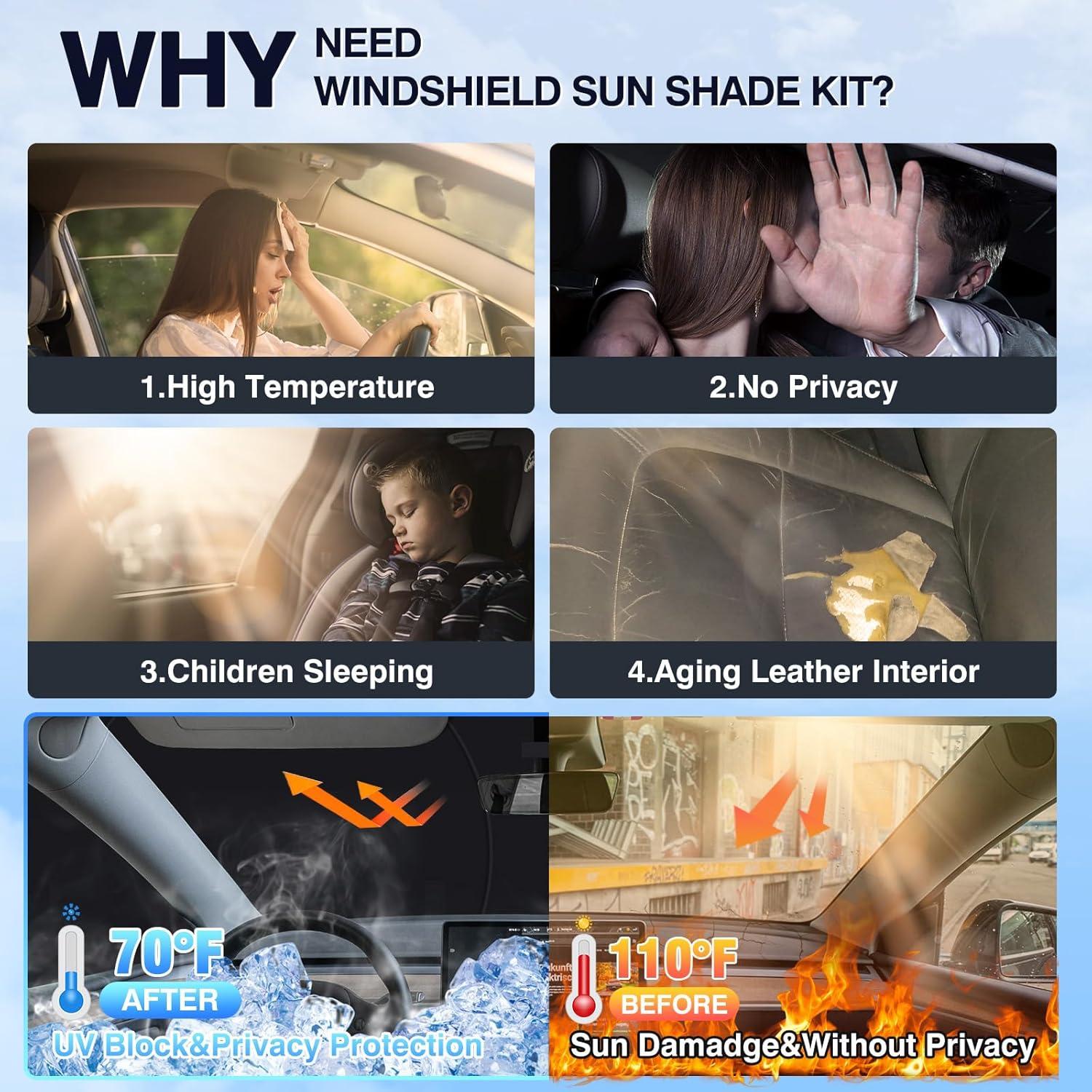 Kit de 8 Parasoles para Parabrisas Tesla Model Y 2020-2025