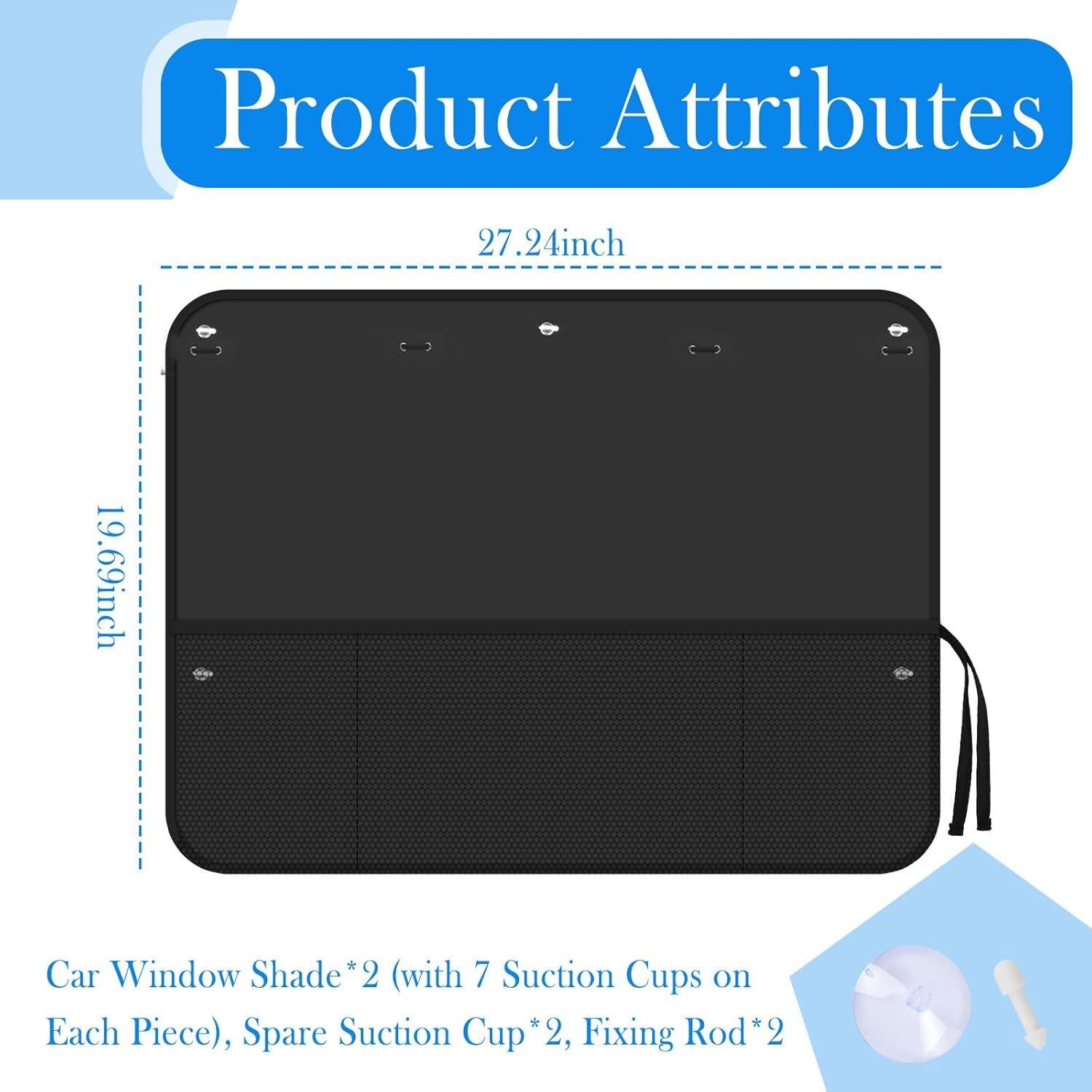 Cortinas Solares para Ventanas Traseras de Coche Figpade 69x50 cm