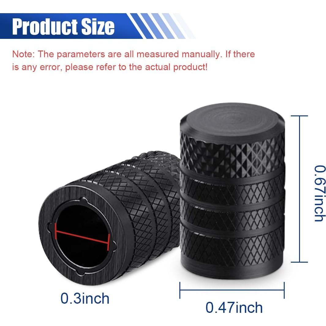 4 Tapones de Válvula de Neumático SMILFUY Aluminio Negro