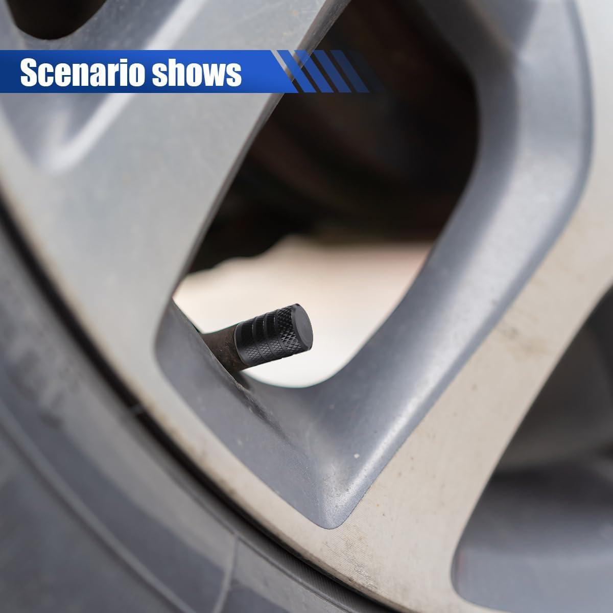 4 Tapones de Válvula de Neumático SMILFUY Aluminio Negro