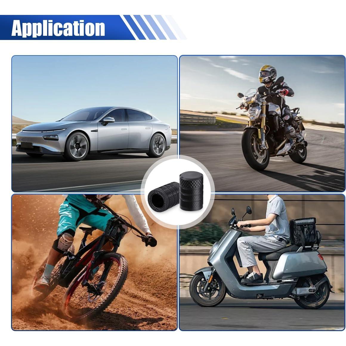 4 Tapones de Válvula de Neumático SMILFUY Aluminio Negro