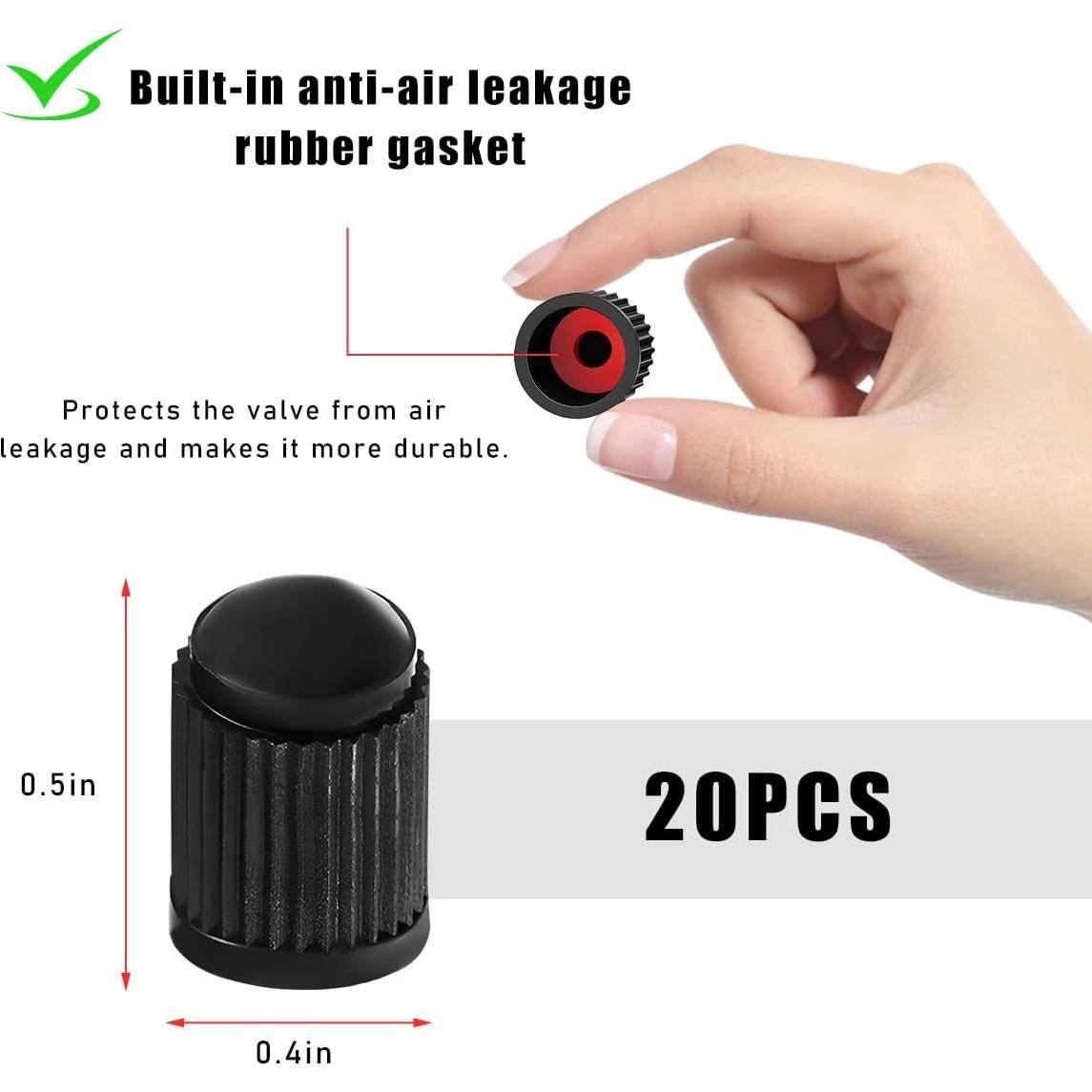 20 Tapones de Válvula de Neumático Wevdn - Ajuste Universal Negro