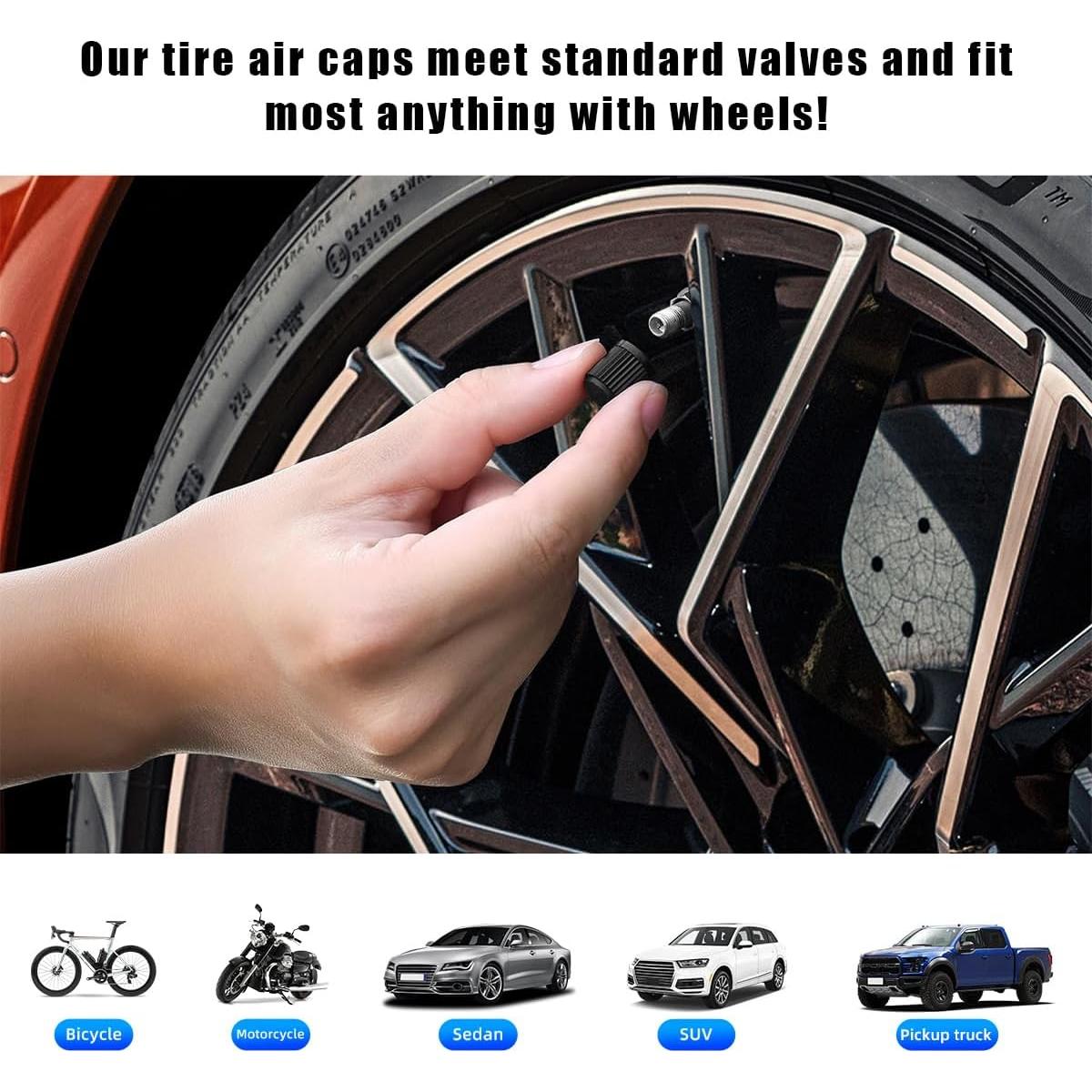 20 Tapones de Válvula de Neumático Wevdn - Ajuste Universal Negro