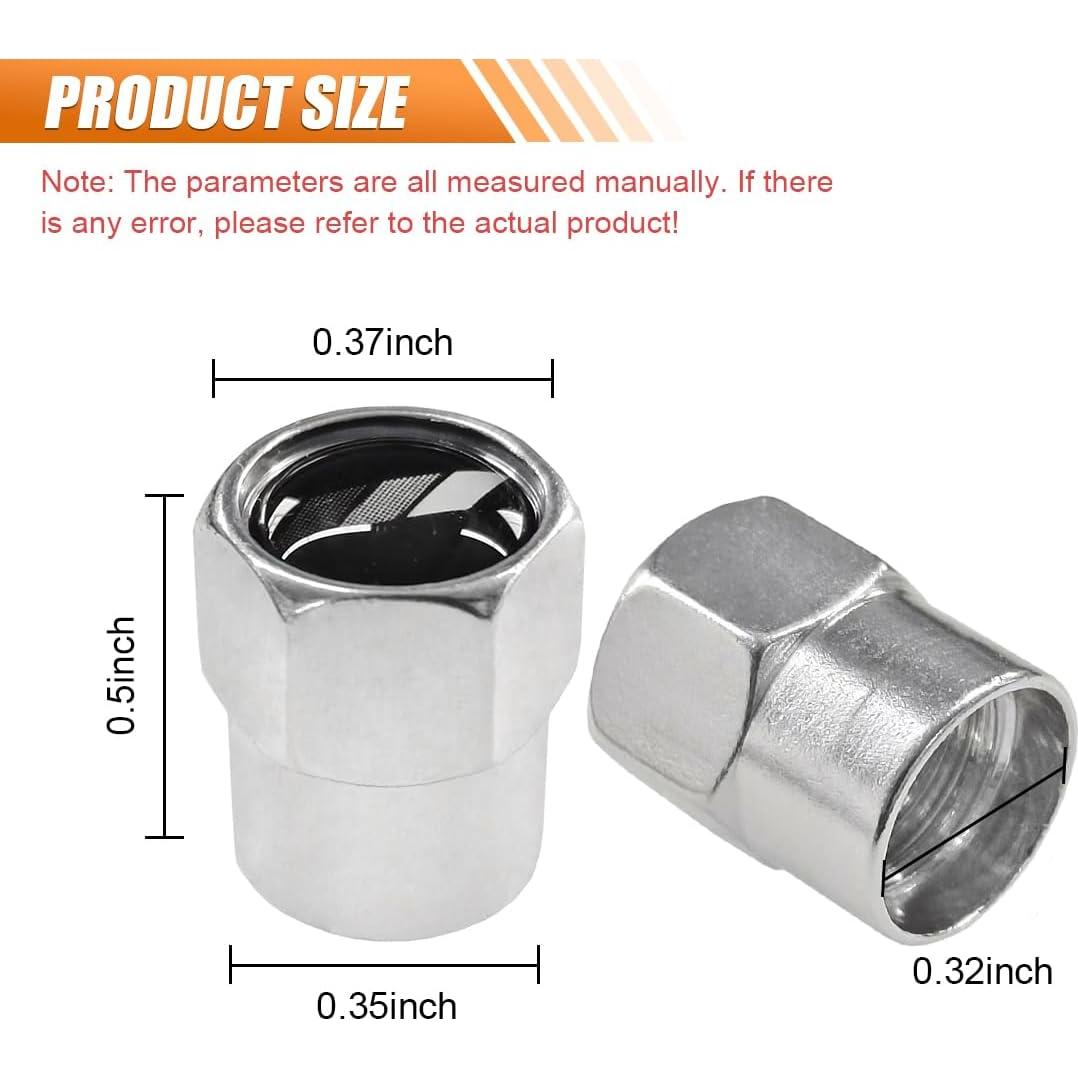 4PCS Metal Car Tire Valve Stem Caps, Aluminum Alloy Corrosion Resistance Wheel Tire Valve Stem Cover with O Rubber Ring, Universal DustProof Tire Air Valve Cap for Car Truck Motorcycle (Silver/Black)