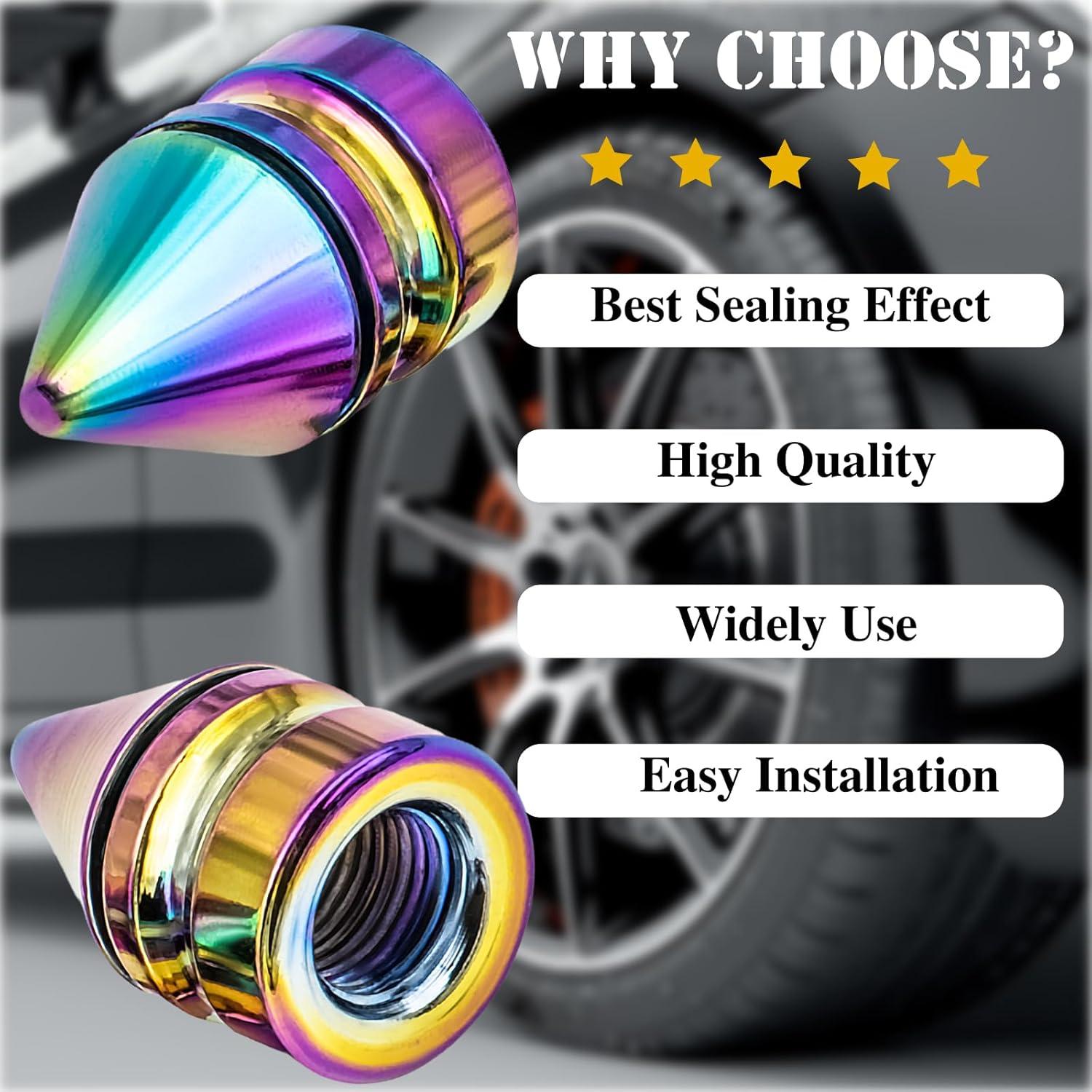 4 Tapones de Válvula de Neumático MEAJOO Coloridos Universales