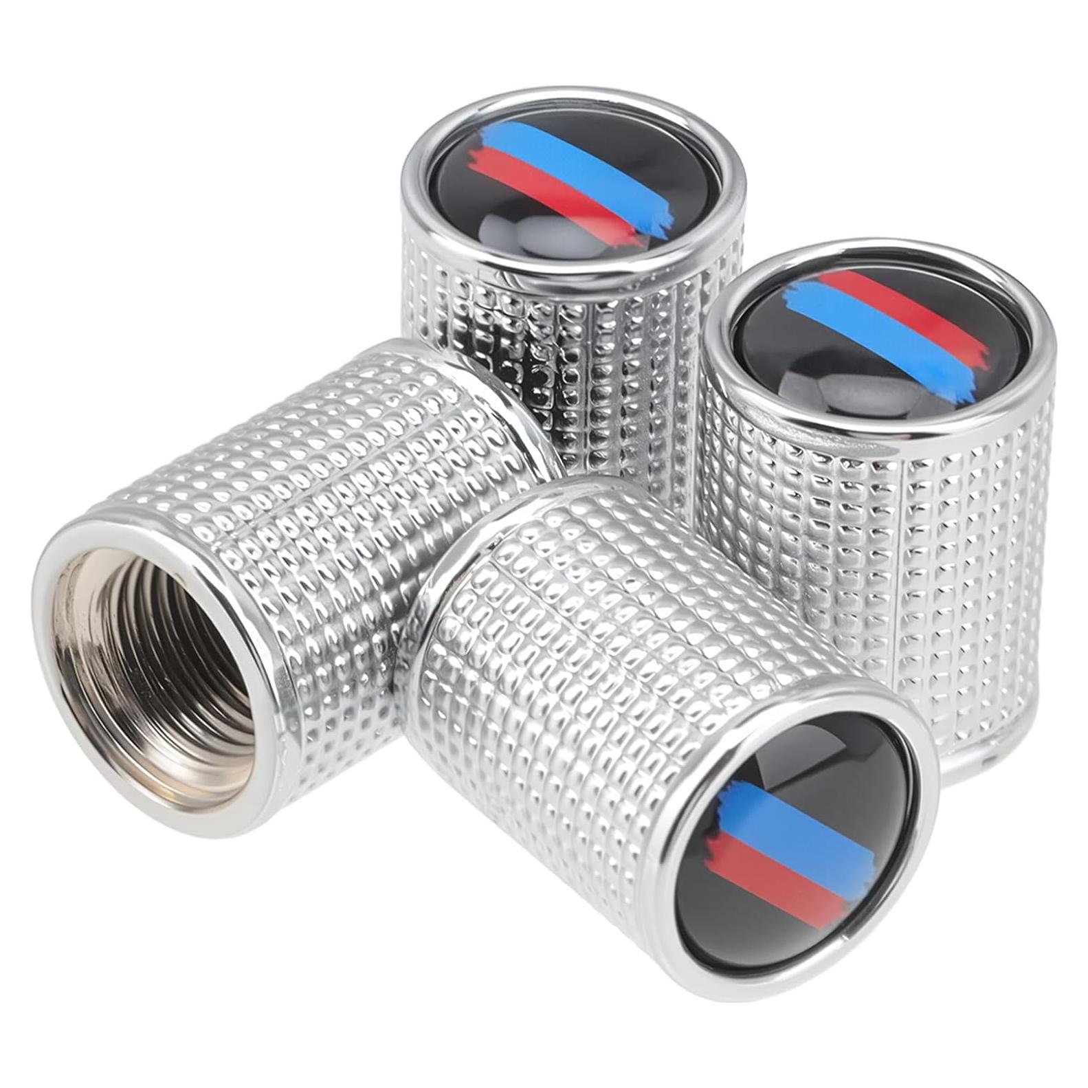 4 Tapas de Válvula de Neumático ZTGPMP Metal Plata Universal