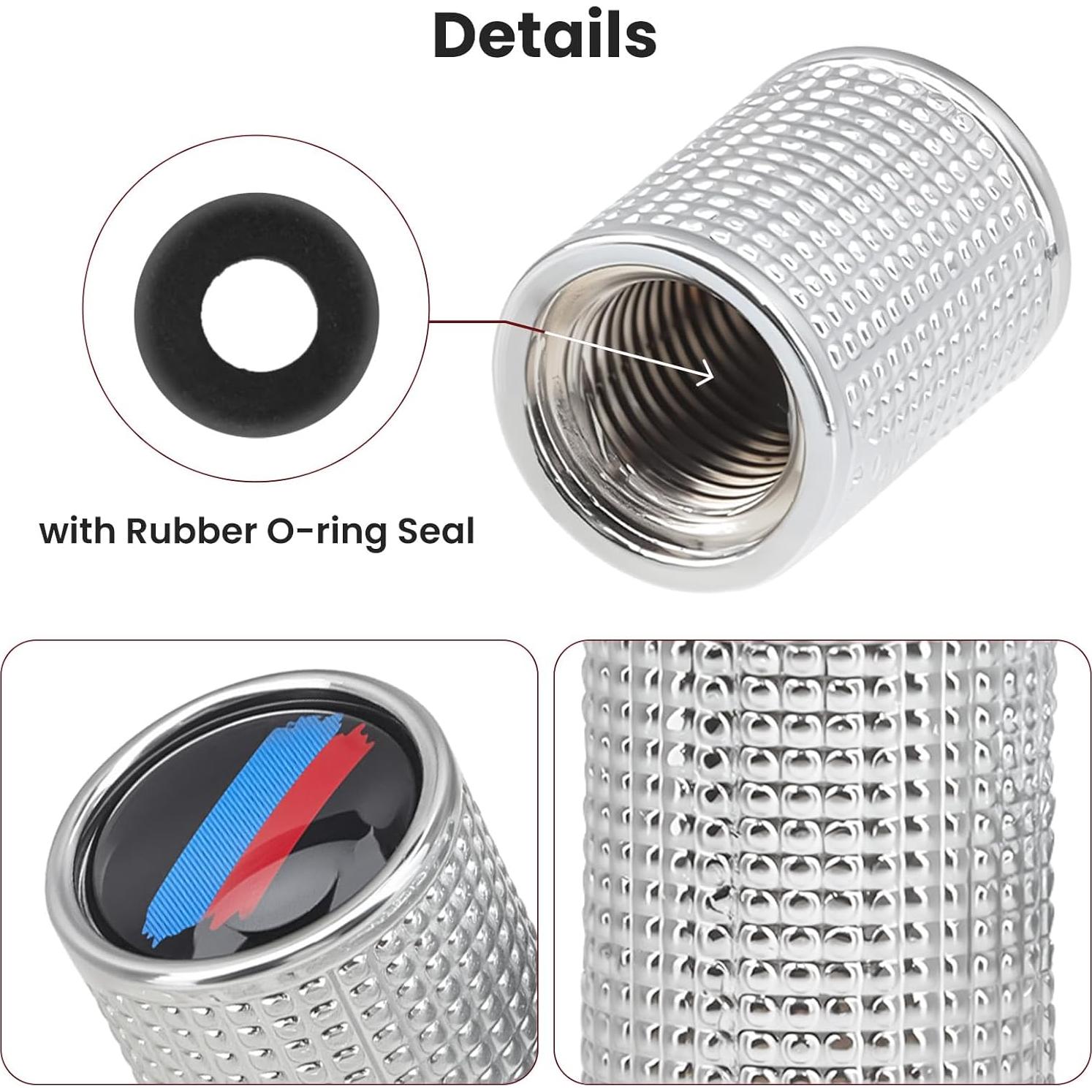 4 Tapas de Válvula de Neumático ZTGPMP Metal Plata Universal