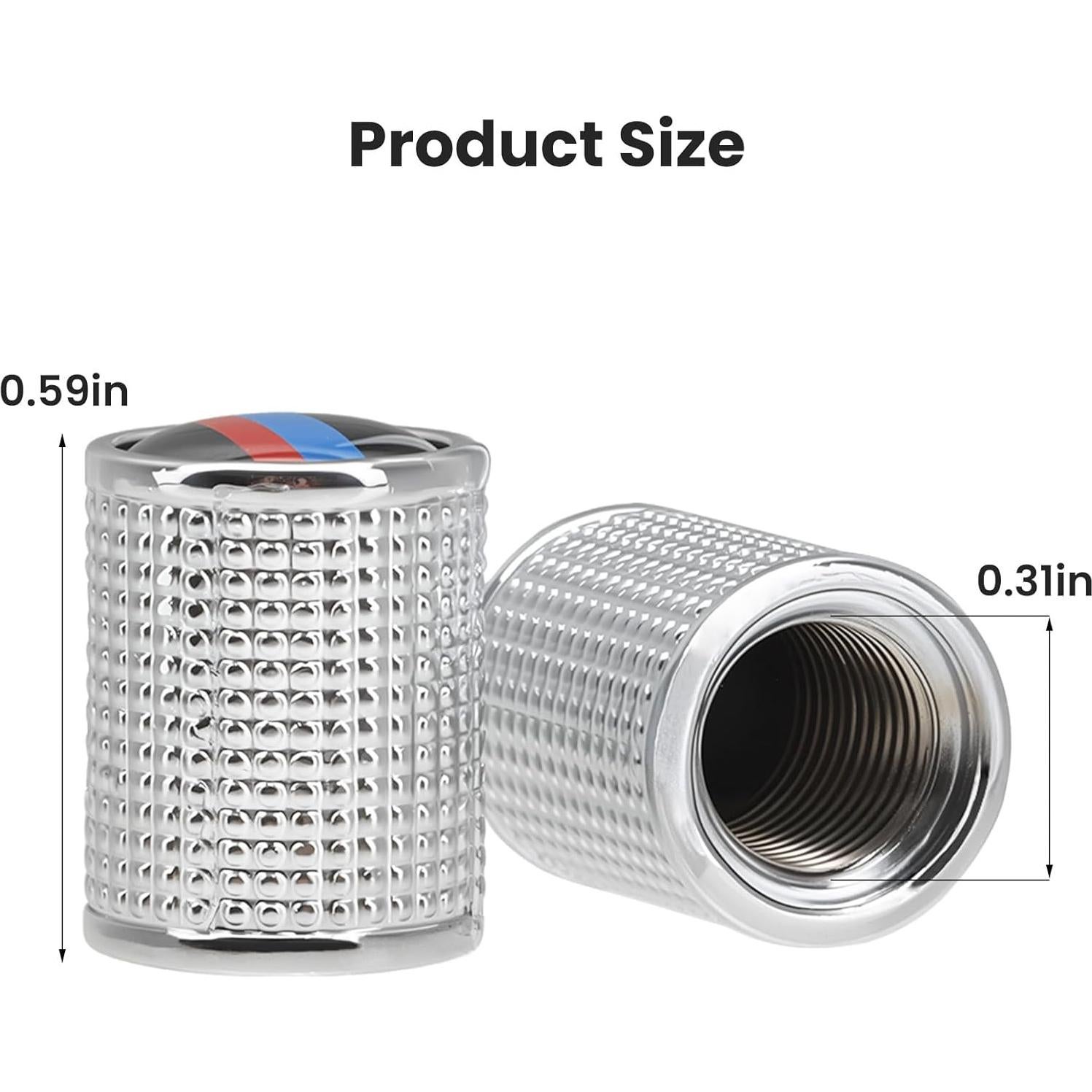 4 Tapas de Válvula de Neumático ZTGPMP Metal Plata Universal