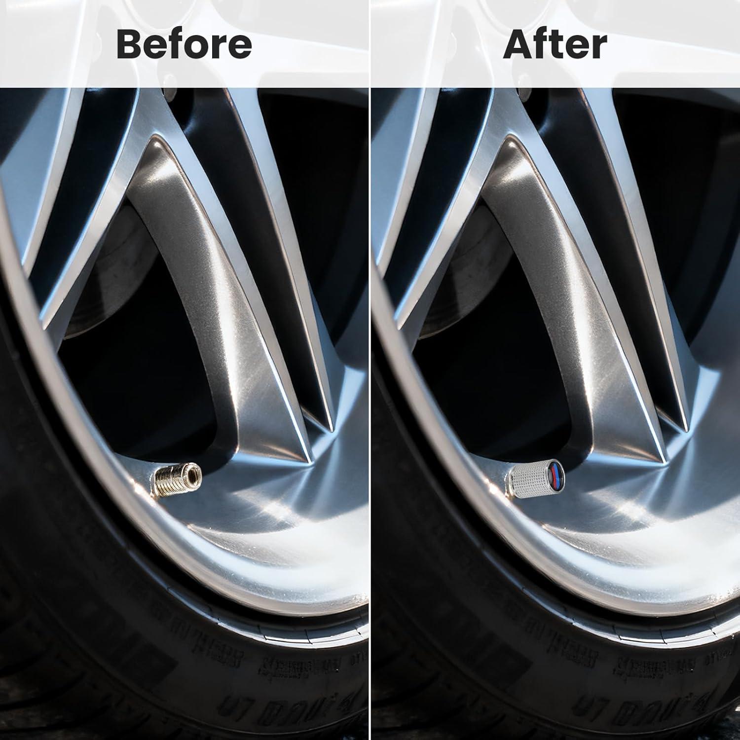 4 Tapas de Válvula de Neumático ZTGPMP Metal Plata Universal