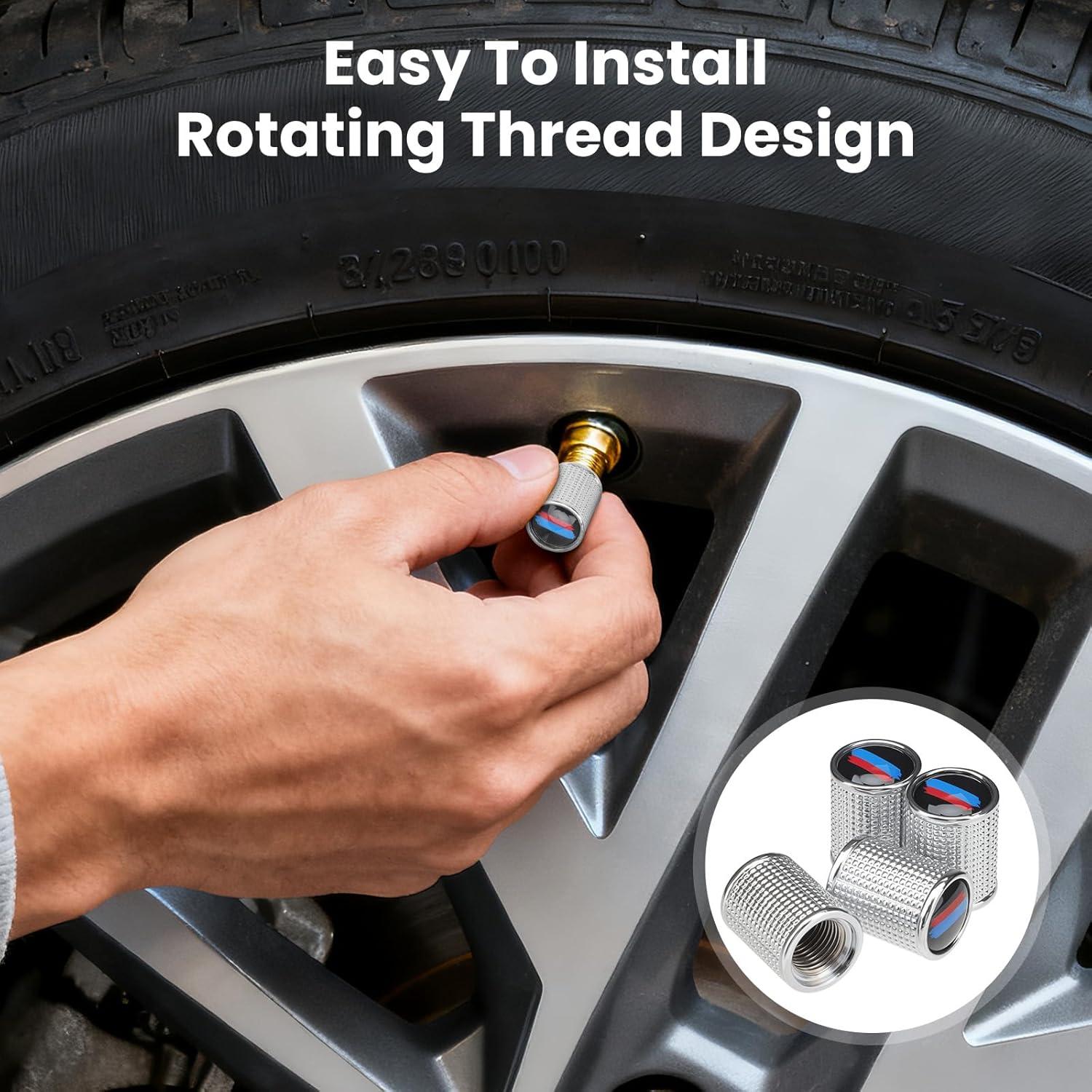 4 Tapas de Válvula de Neumático ZTGPMP Metal Plata Universal