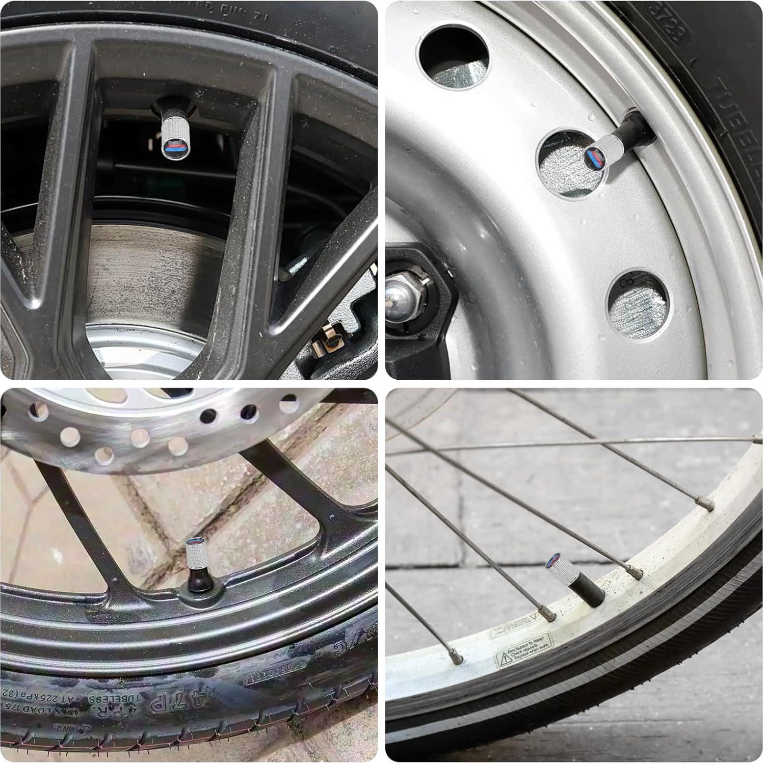 4 Tapas de Válvula de Neumático ZTGPMP Metal Plata Universal