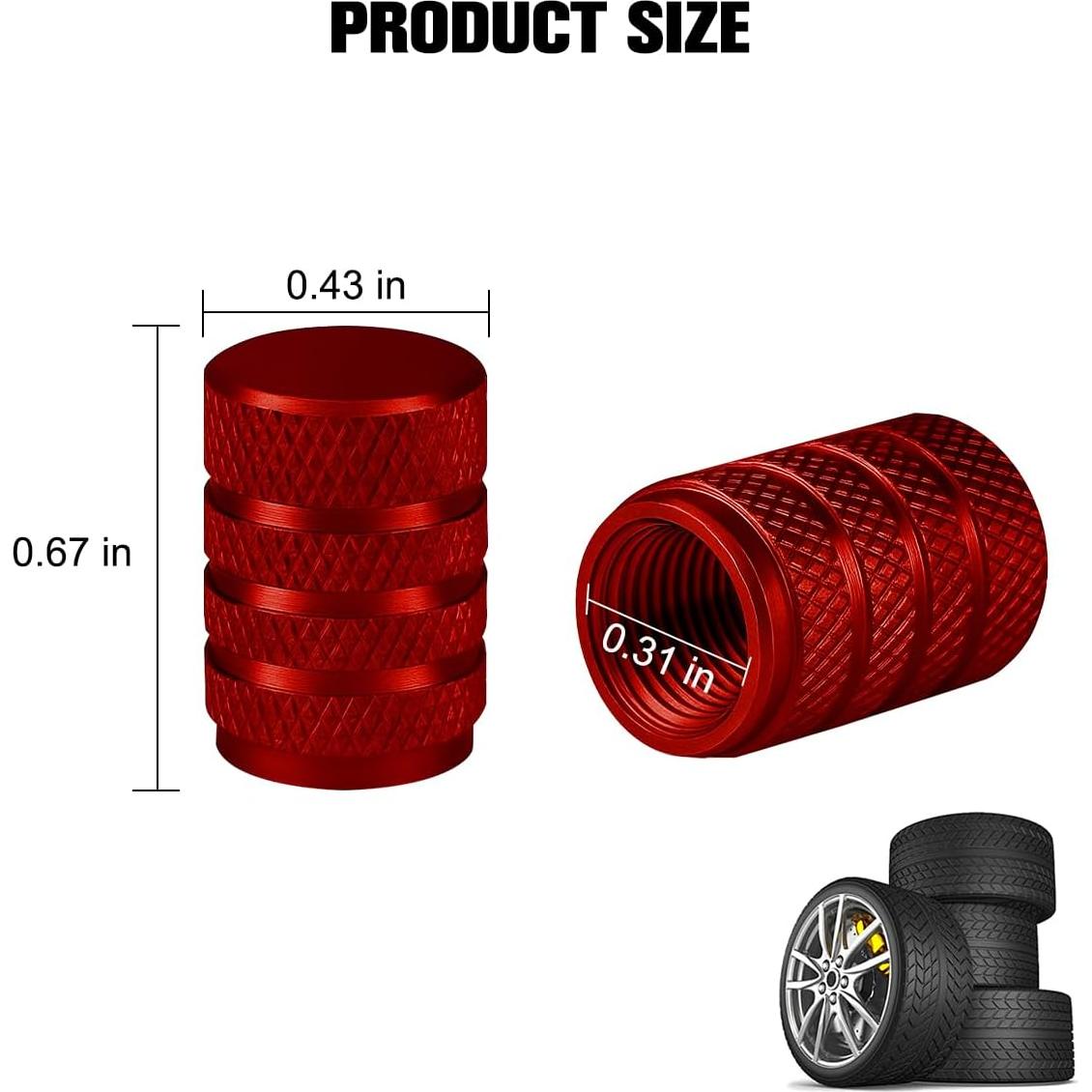 Tapas de Válvula de Neumático FALVFUN 12PCS Aluminio Rojo