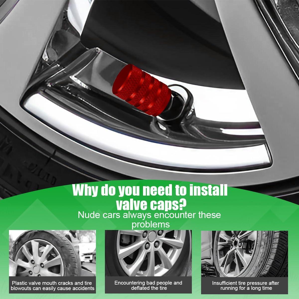 Tapas de Válvula de Neumático FALVFUN 12PCS Aluminio Rojo