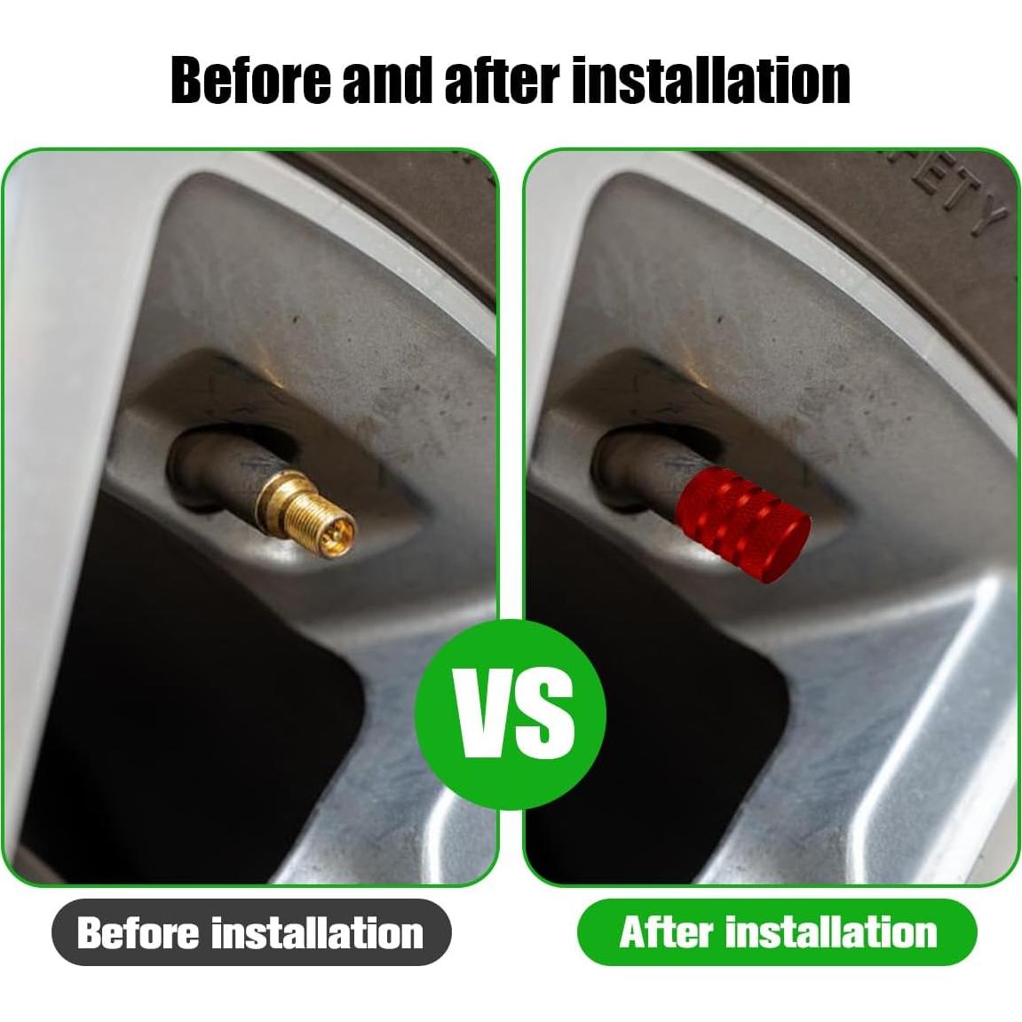 Tapas de Válvula de Neumático FALVFUN 12PCS Aluminio Rojo