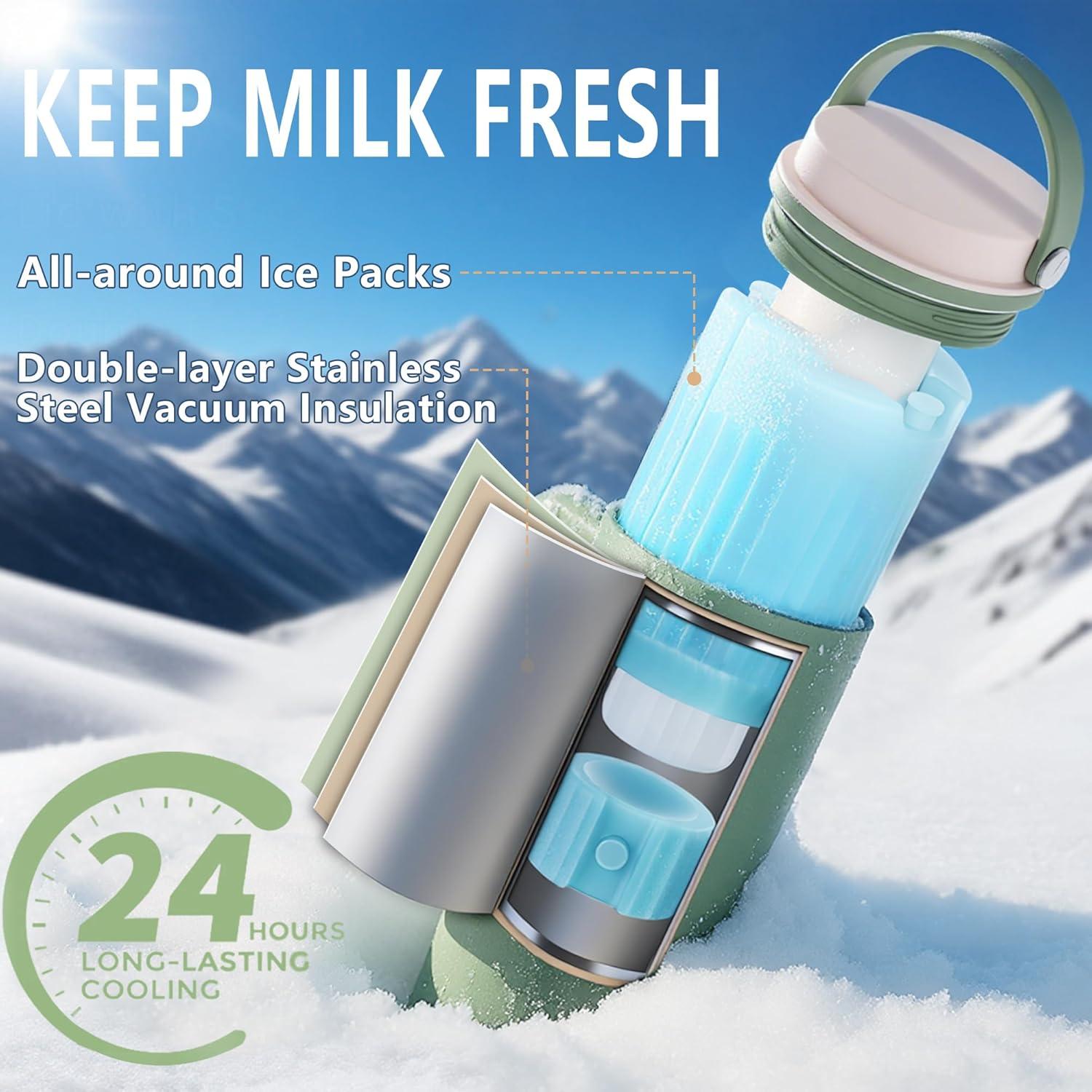 Enfriador de Leche Materna Portátil MOQOZO 1.13L Verde