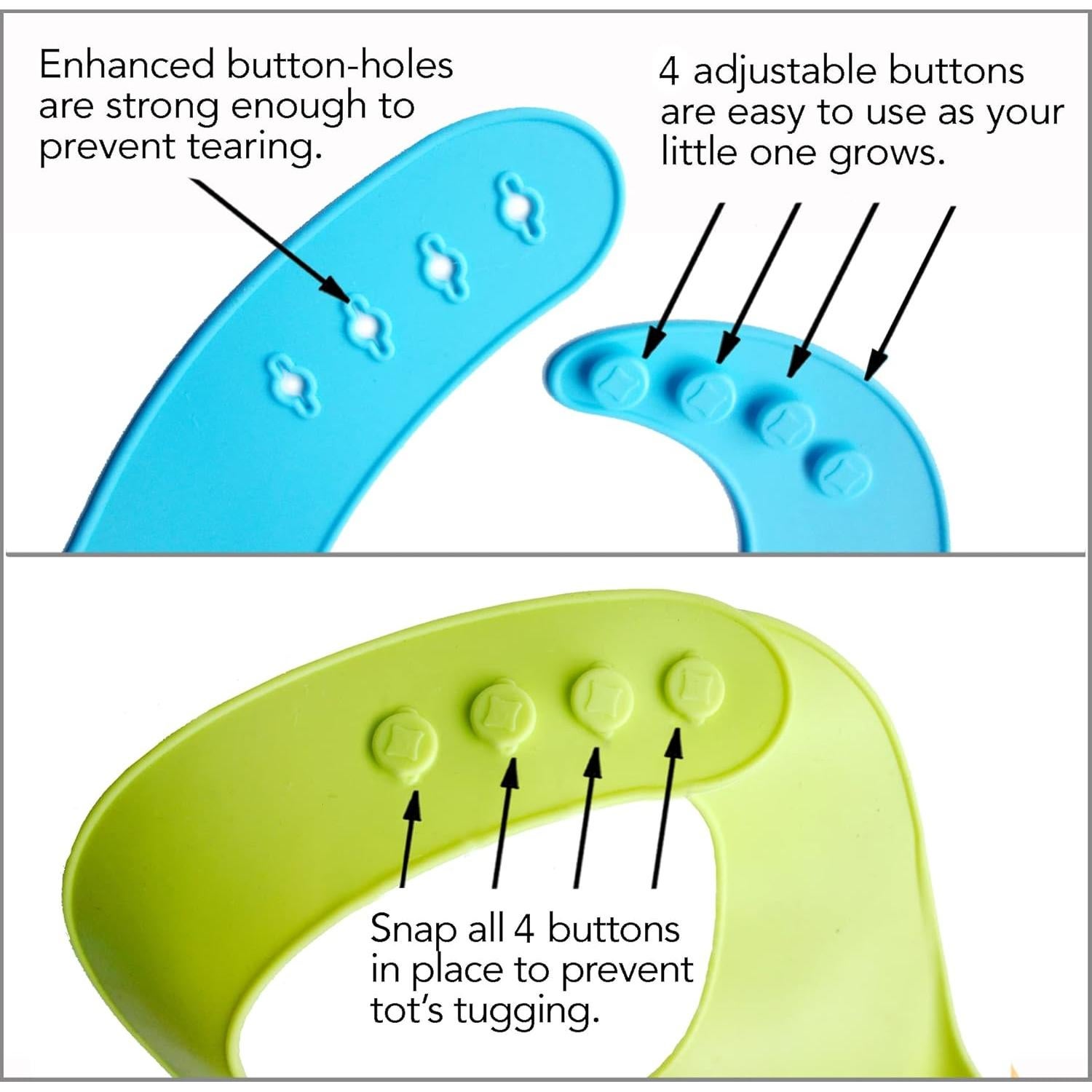 Paquete de 2 Baberos de Silicona Impermeables Bebé Verde/Azul