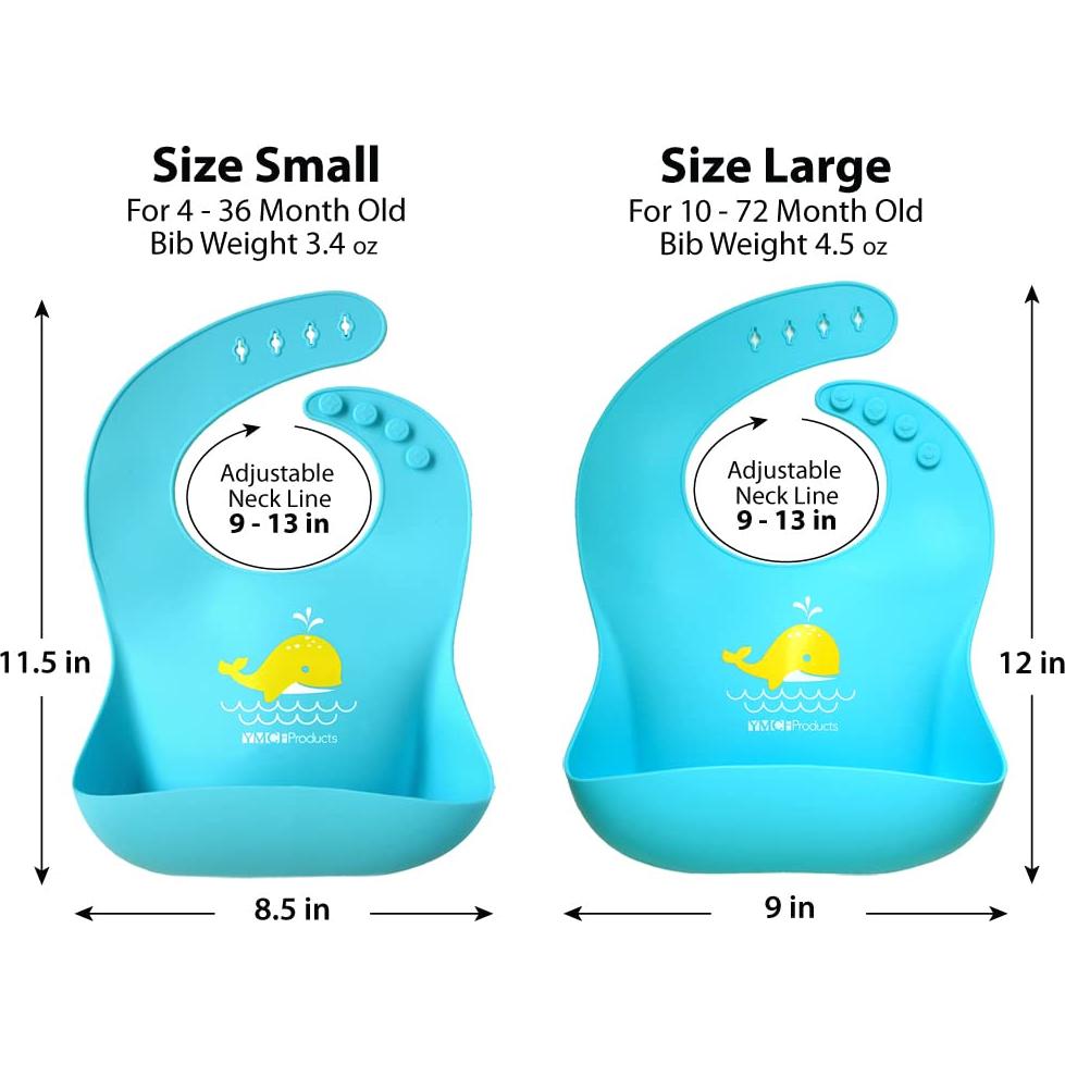 Paquete de 2 Baberos de Silicona Impermeables Bebé Verde/Azul