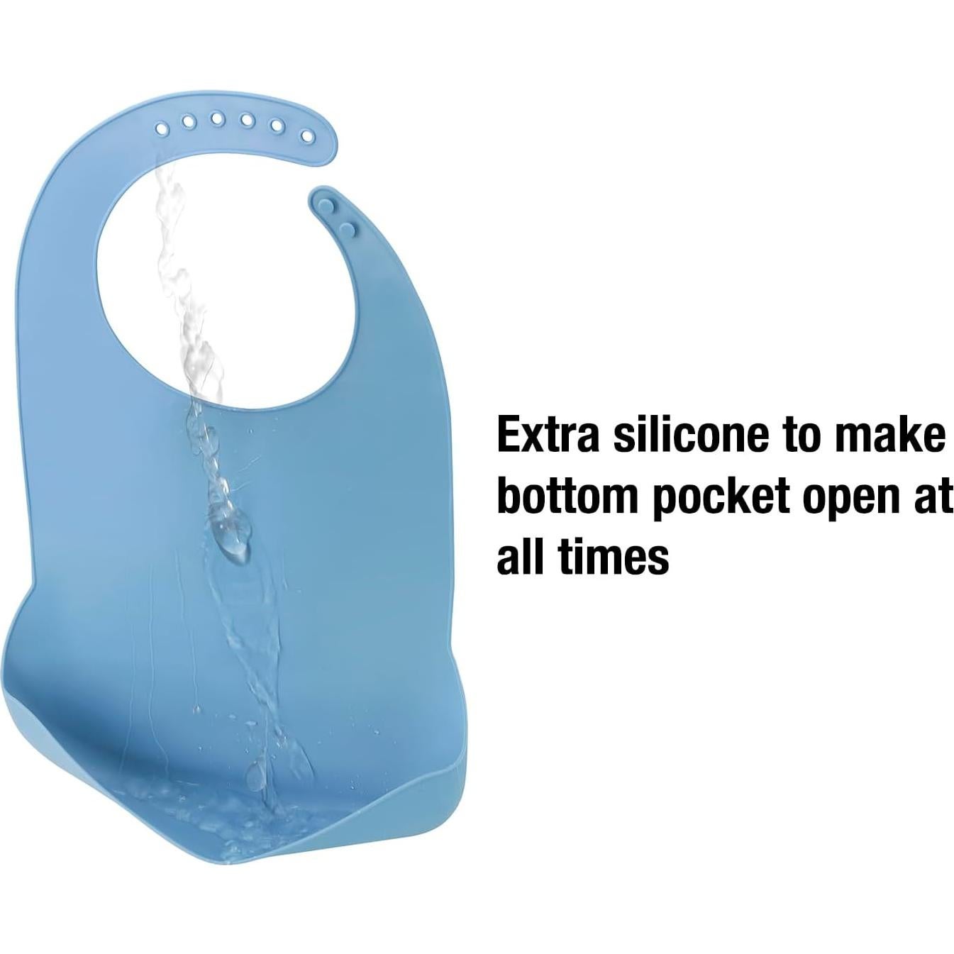 Babero de Silicona Emptycolor para Adultos Ajustable Azul