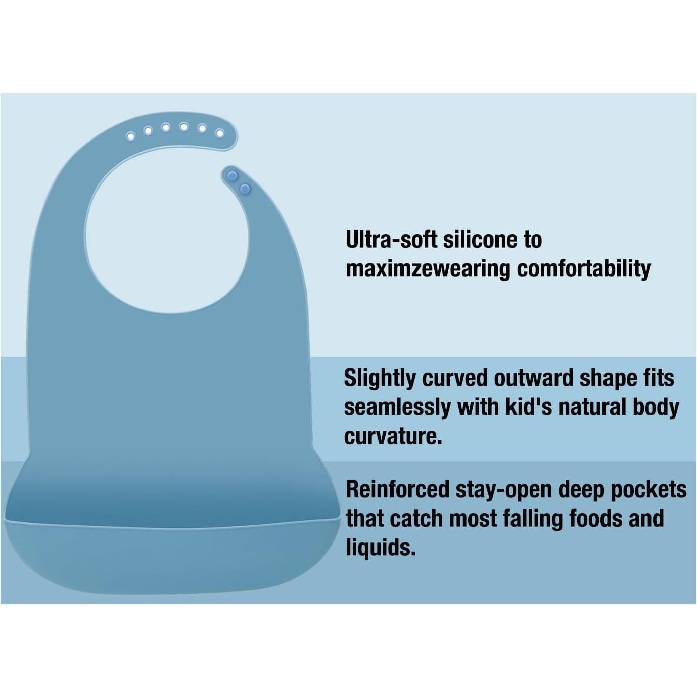 Babero de Silicona Emptycolor para Adultos Ajustable Azul