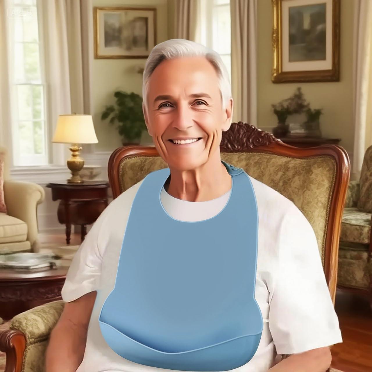 Babero de Silicona Emptycolor para Adultos Ajustable Azul