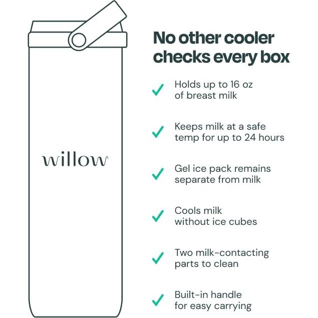 Enfriador de Leche Materna Willow Rosa 473ml Acero Inoxidable