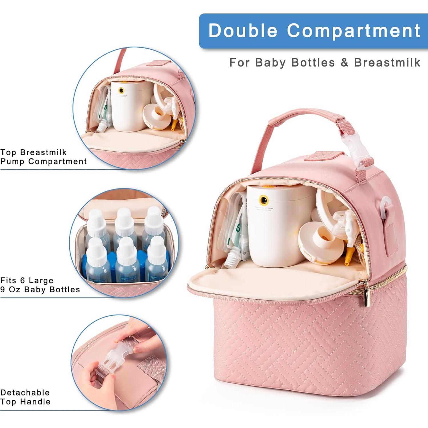 Bolsa Enfriadora de Leche Materna Docami Rosa 6 Botellas 266 ml