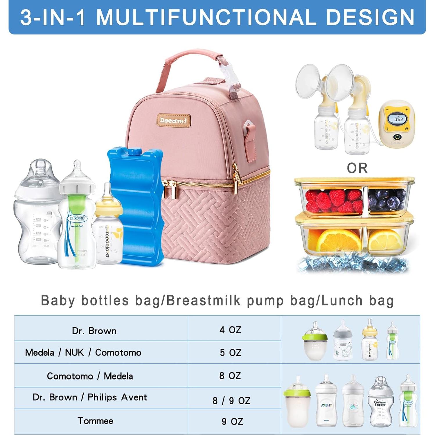 Bolsa Enfriadora de Leche Materna Docami Rosa 6 Botellas 266 ml