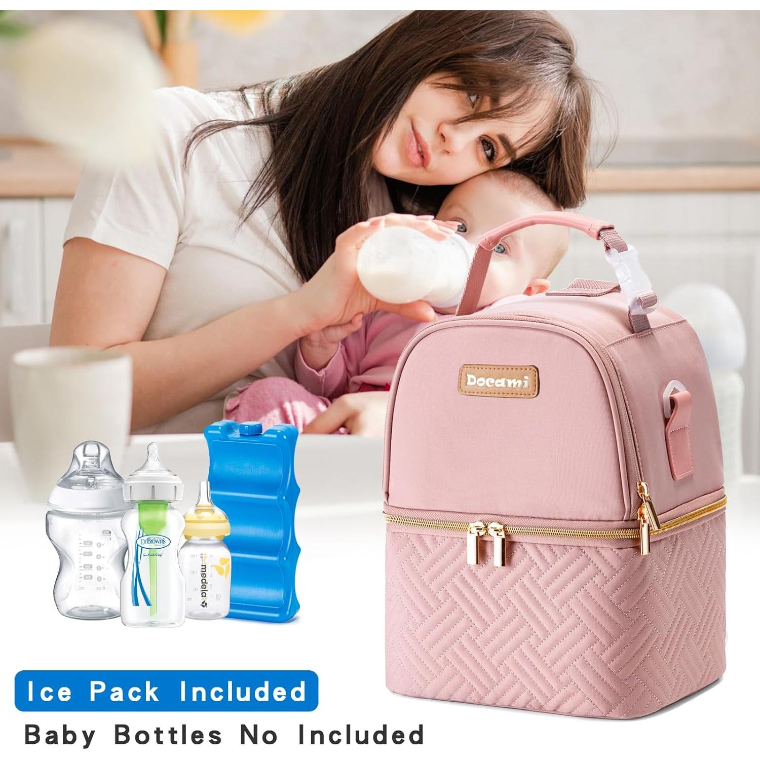 Bolsa Enfriadora de Leche Materna Docami Rosa 6 Botellas 266 ml