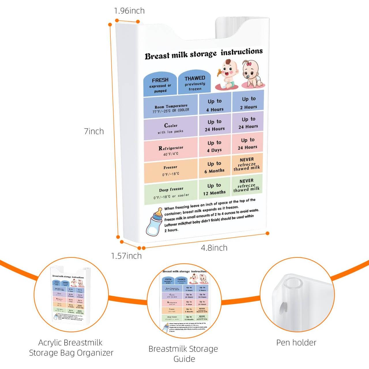 Organizador Acrílico para Bolsas de Leche Materna con Guía