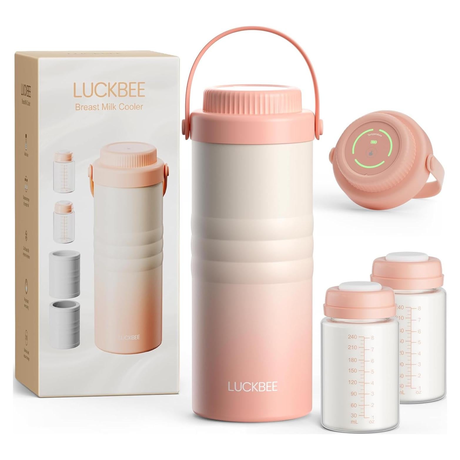 Enfriador de Leche Materna LUCKBEE 24H Rosa 0.47L Aislado