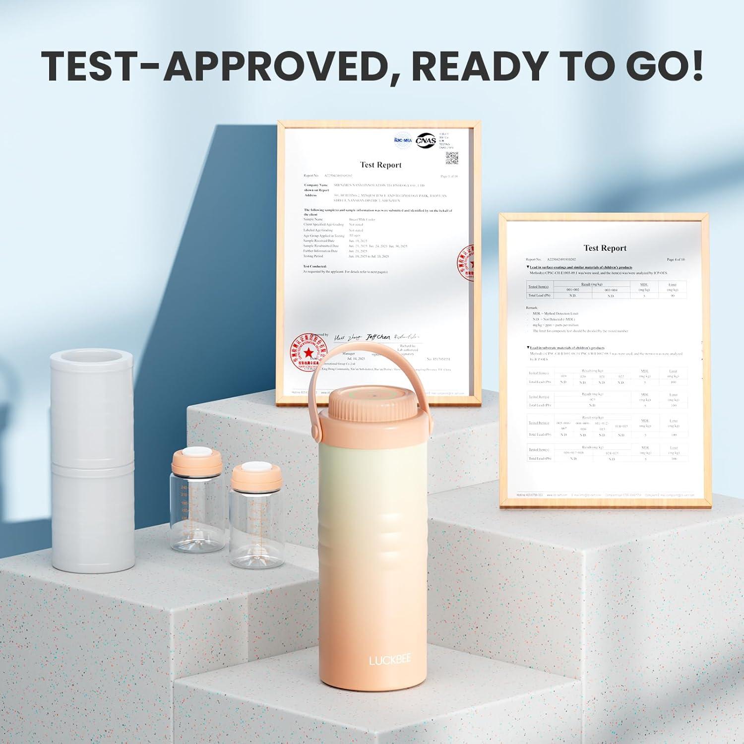 Enfriador de Leche Materna LUCKBEE 24H Rosa 0.47L Aislado