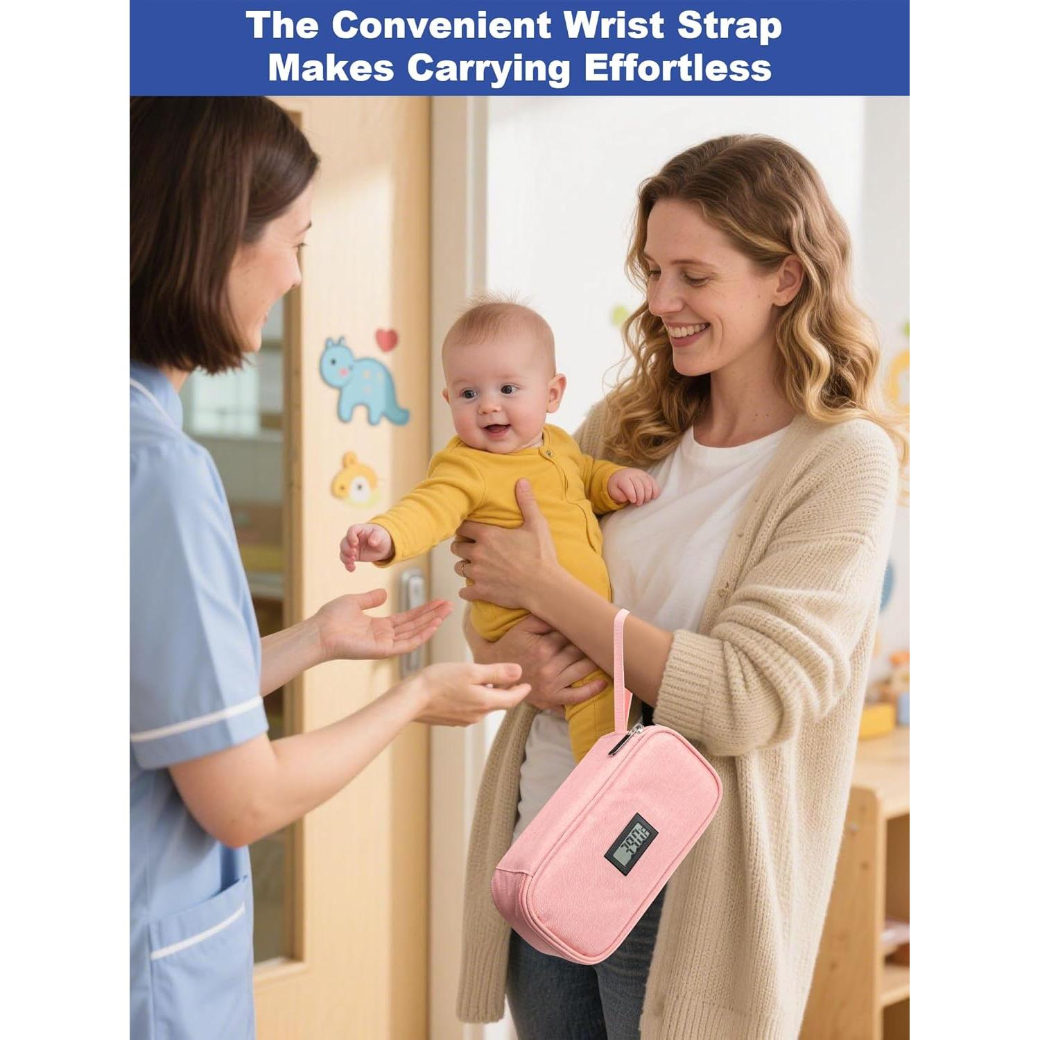 Bolsa de Viaje para Leche Materna YOUSHARES Rosa con Termómetro