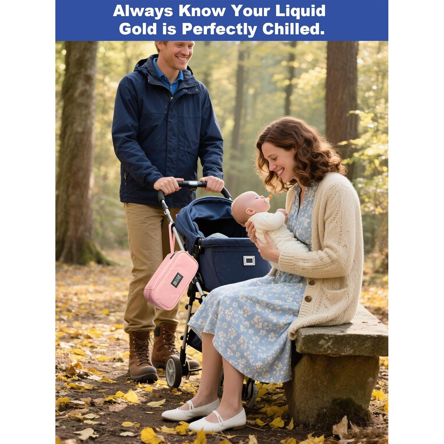 Bolsa de Viaje para Leche Materna YOUSHARES Rosa con Termómetro