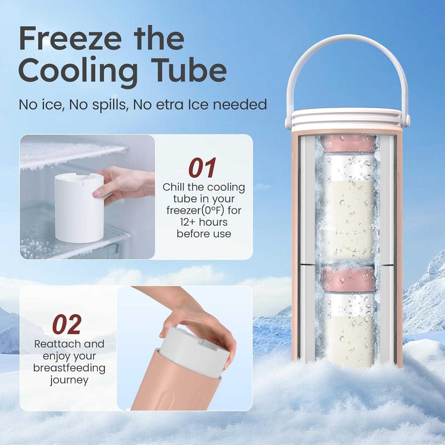 Enfriador de Leche Materna AOOTSMILE 22oz Rosa 360°