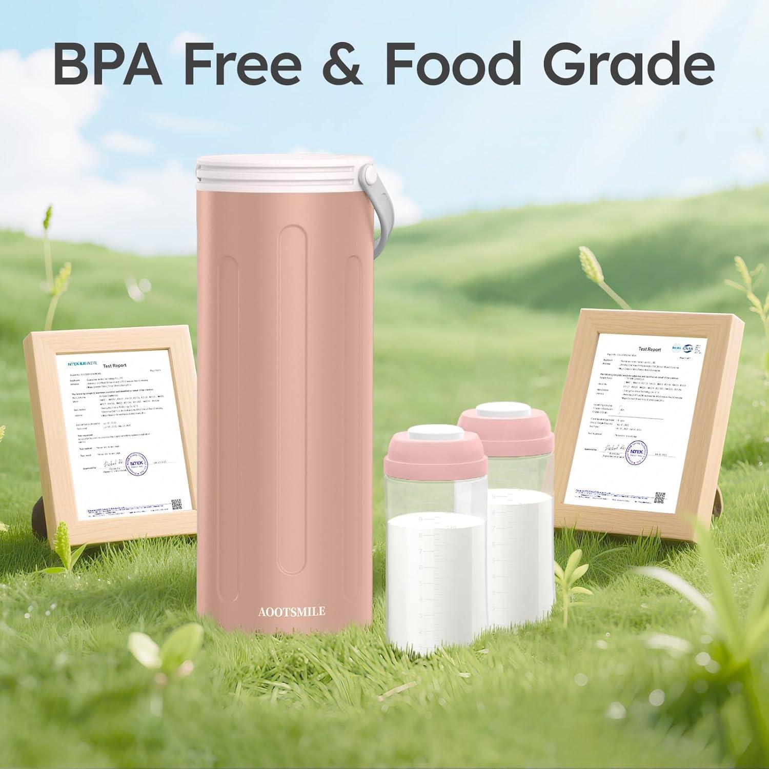 Enfriador de Leche Materna AOOTSMILE 22oz Rosa 360°