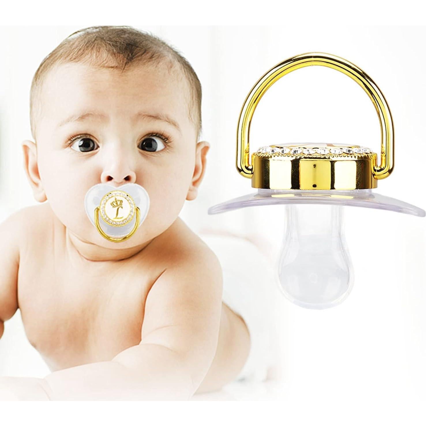 Clip de Chupete Dorado Focket para Bebé con Iniciales y Letras