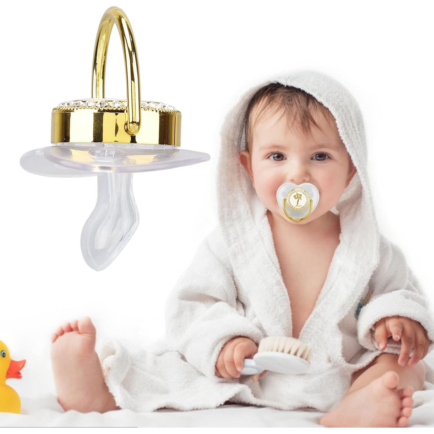 Clip de Chupete Dorado Focket para Bebé con Iniciales y Letras