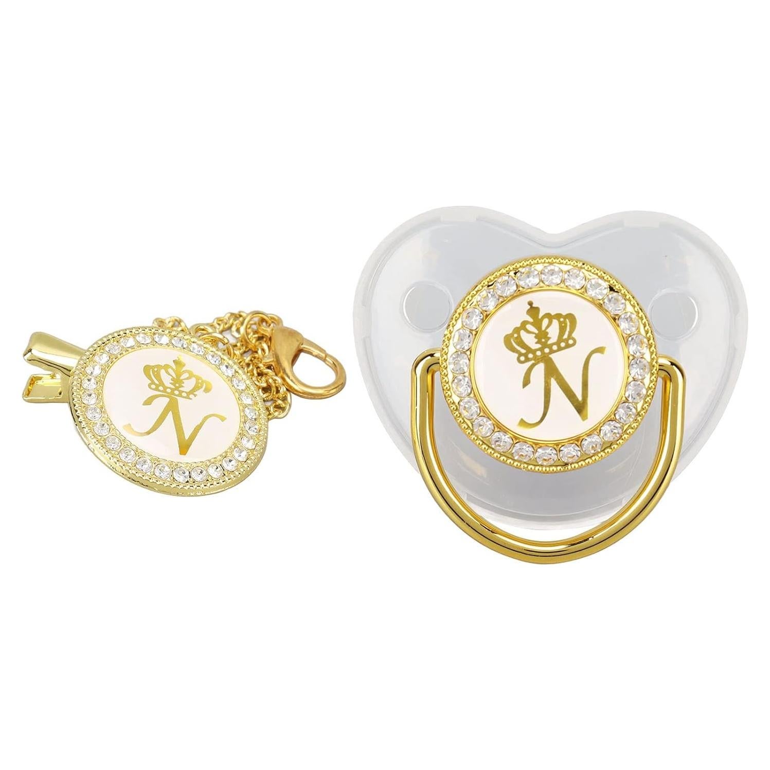 Chupete Curvado Focket para Bebé con Clip y Letras Iniciales